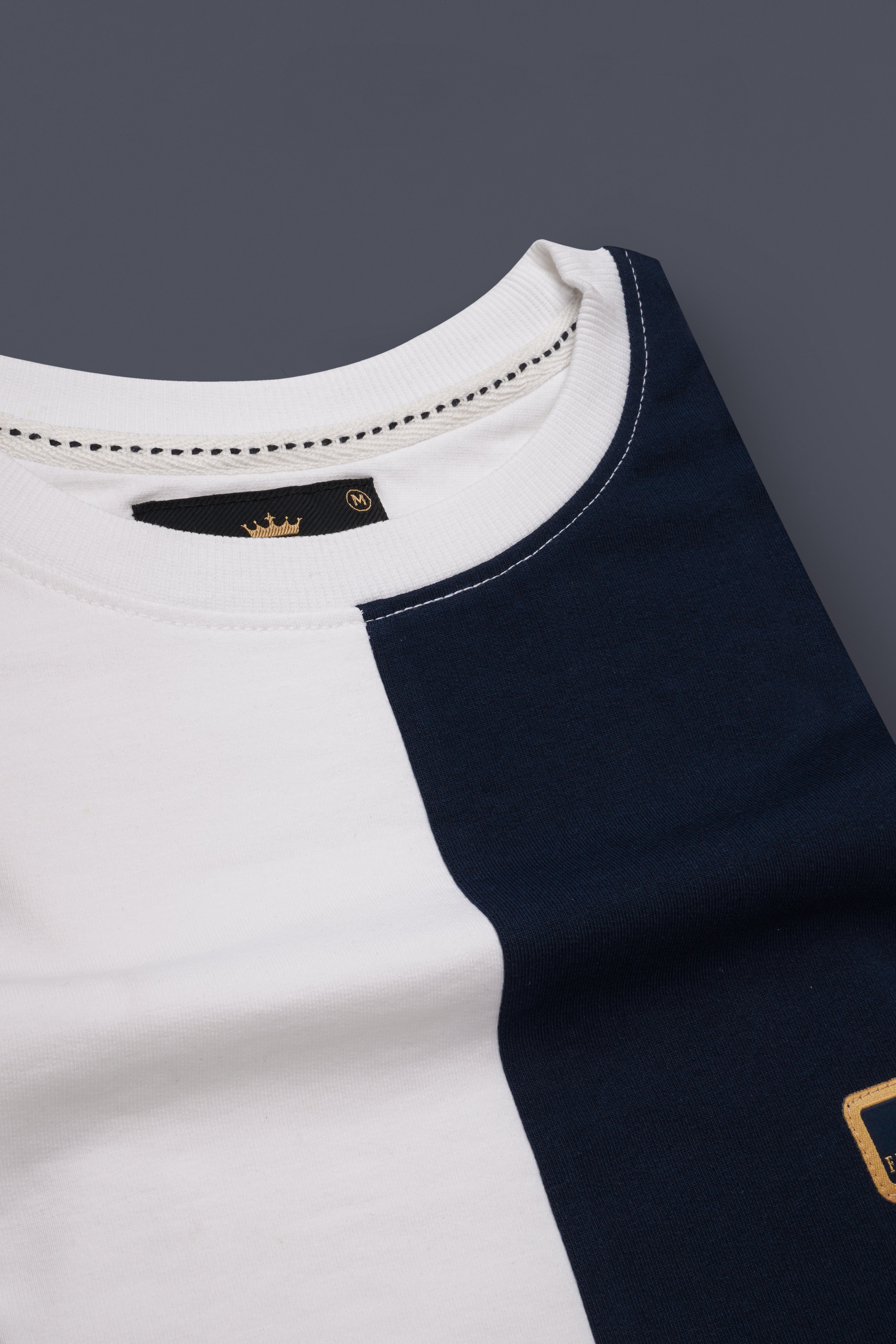 Bright White with Mirage Blue and Aureolin Yellow Colour Block Sweatshirt