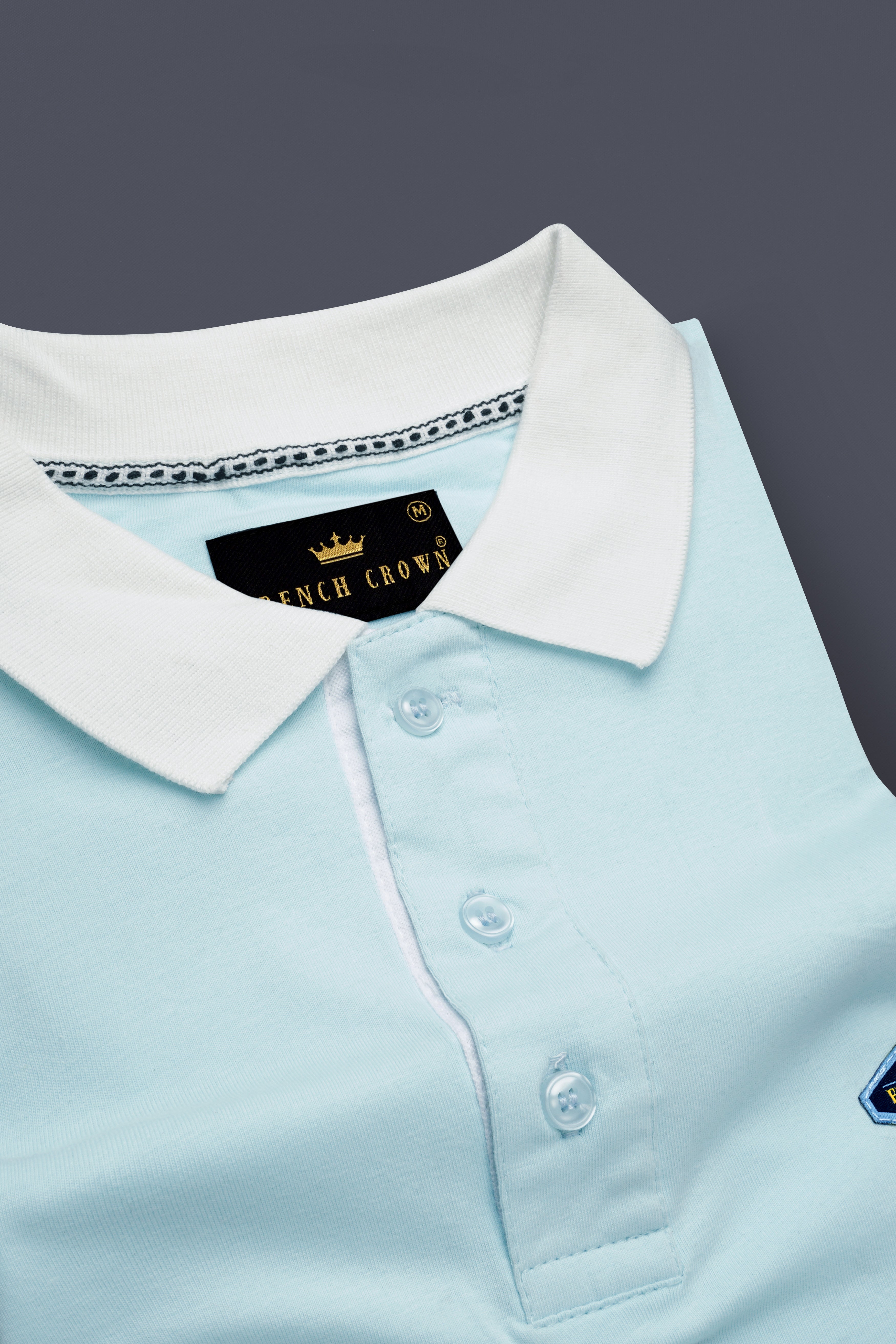 Botticelli Sea Blue with White Patch Design Organic Cotton Mercerised Pique Polo