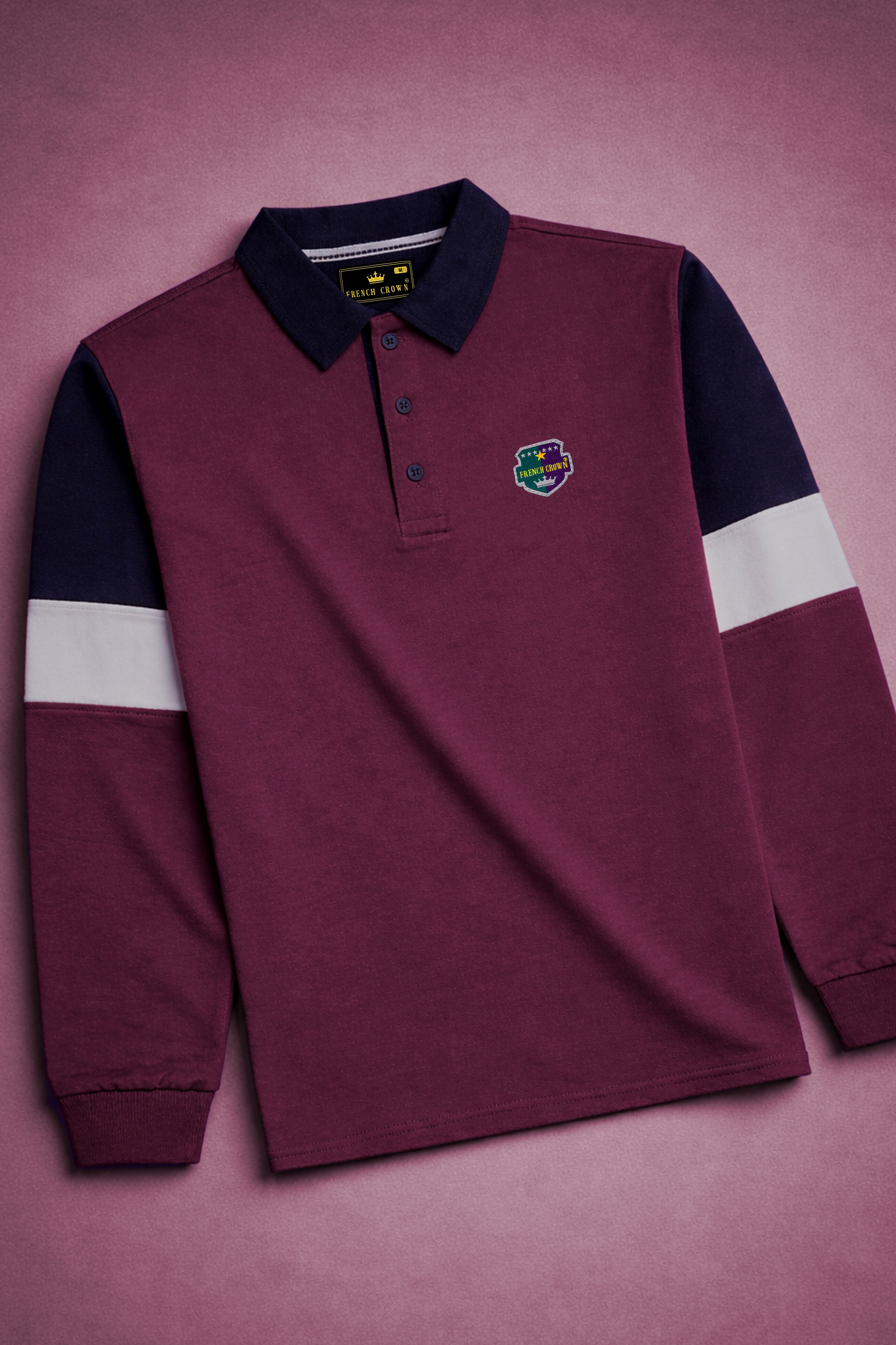 Tuscan Pink with Block Pattern Mercerised Pique Polo Sweatshirt