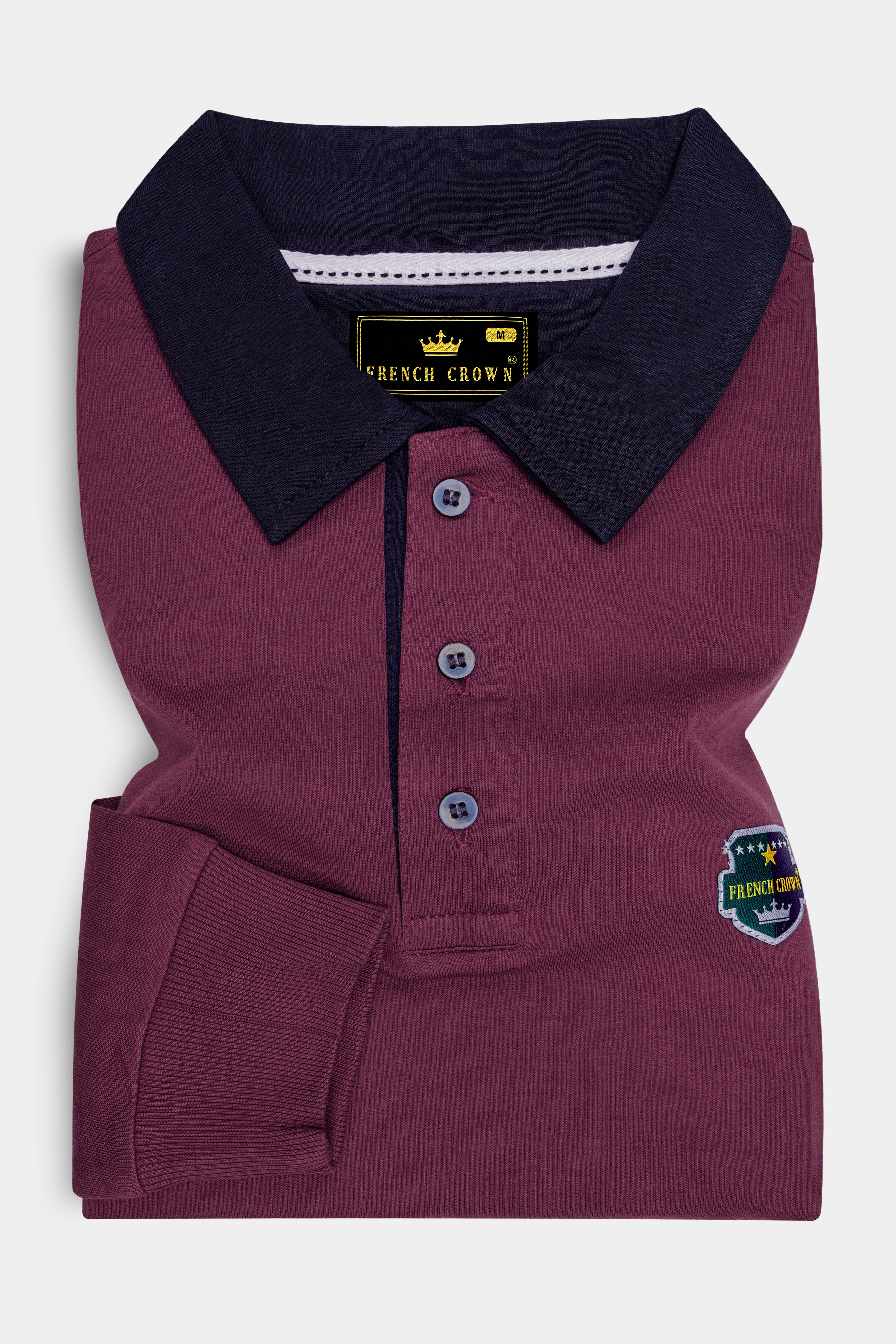 Tuscan Pink with Block Pattern Mercerised Pique Polo Sweatshirt