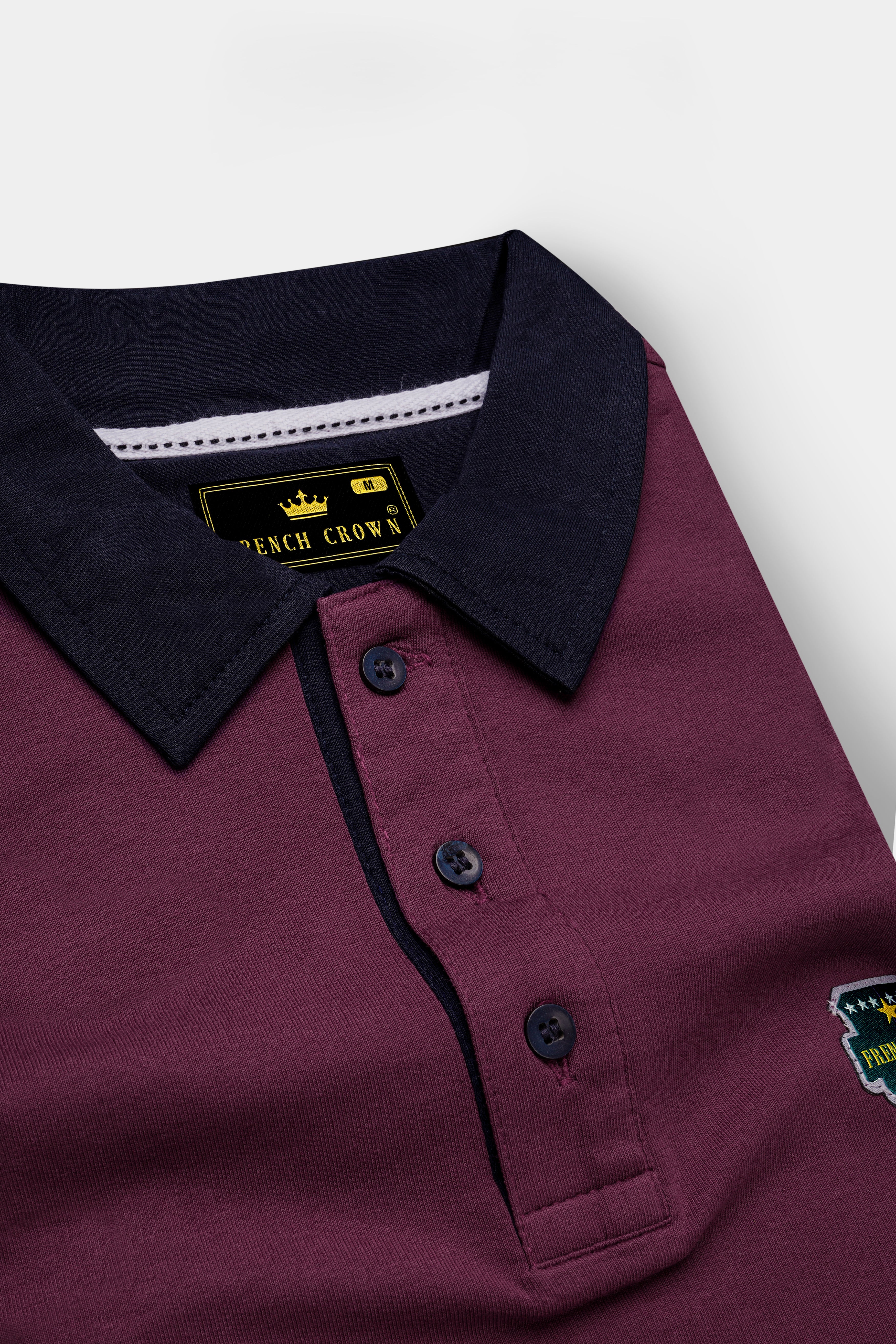 Tuscan Pink with Block Pattern Mercerised Pique Polo Sweatshirt