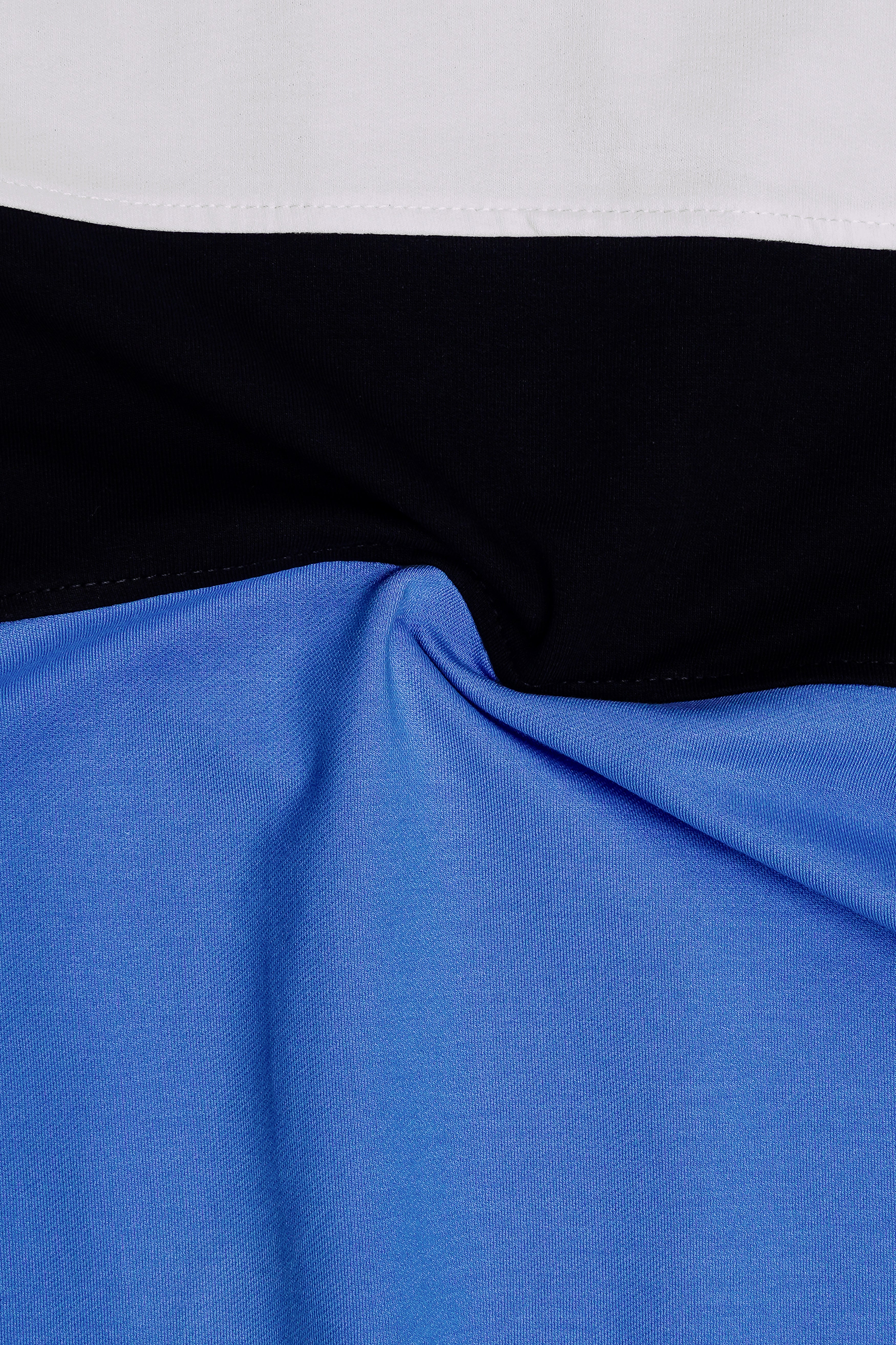 Moonstone Blue with White and Black Block Pattern Sweatshirt