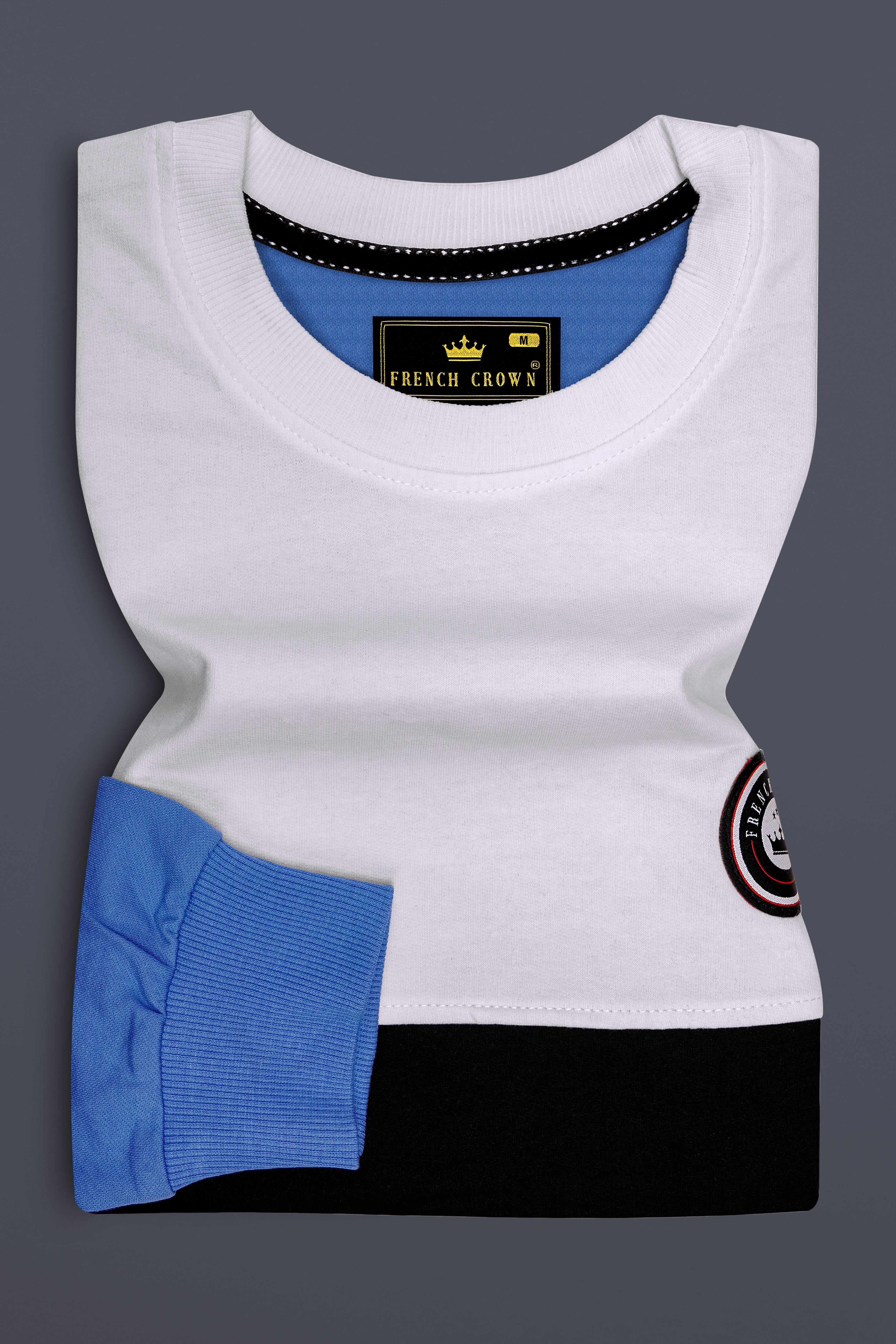 Moonstone Blue with White and Black Block Pattern Sweatshirt