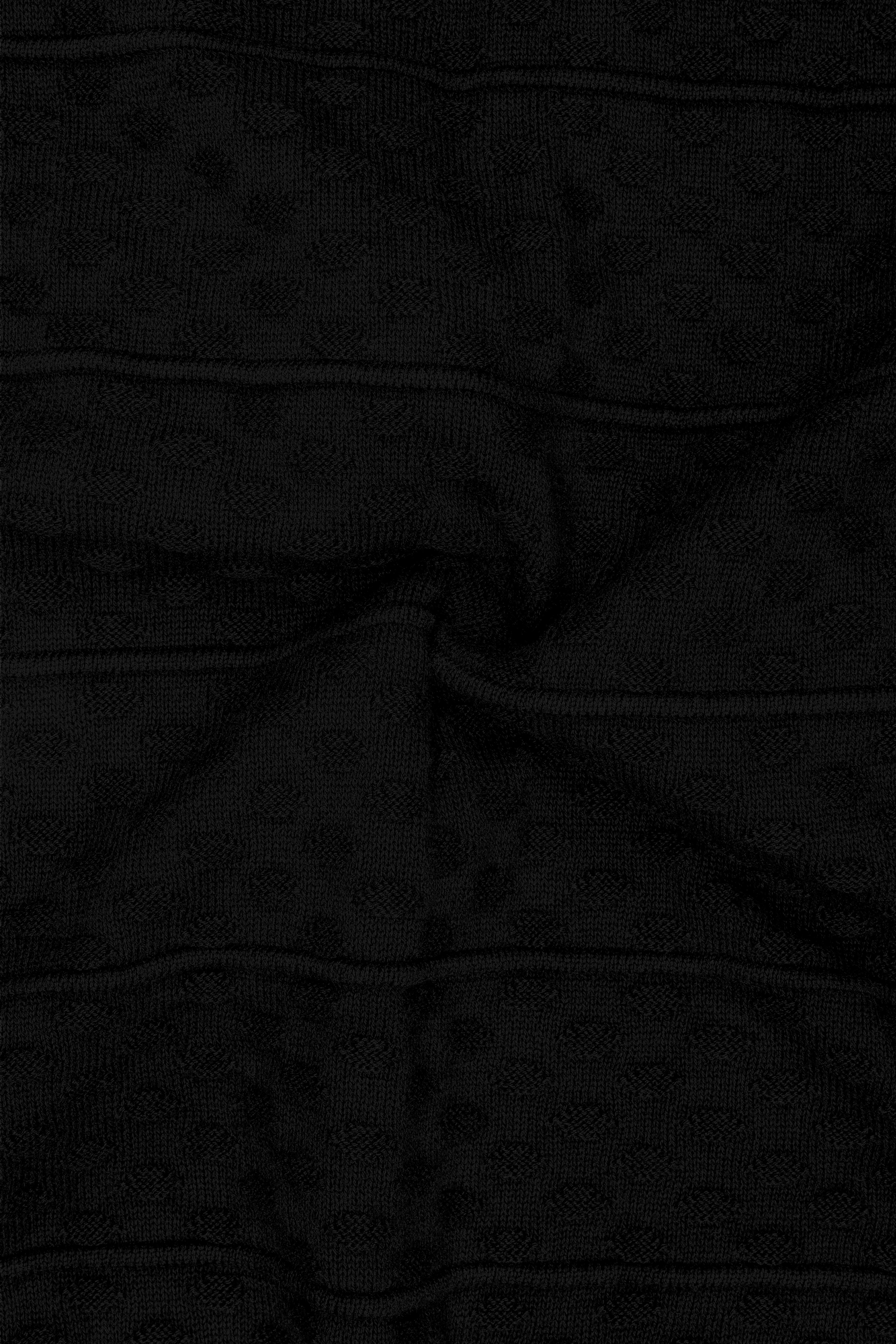Bunker Black Jacquard Textured Flat-Knit Premium Cotton Polo