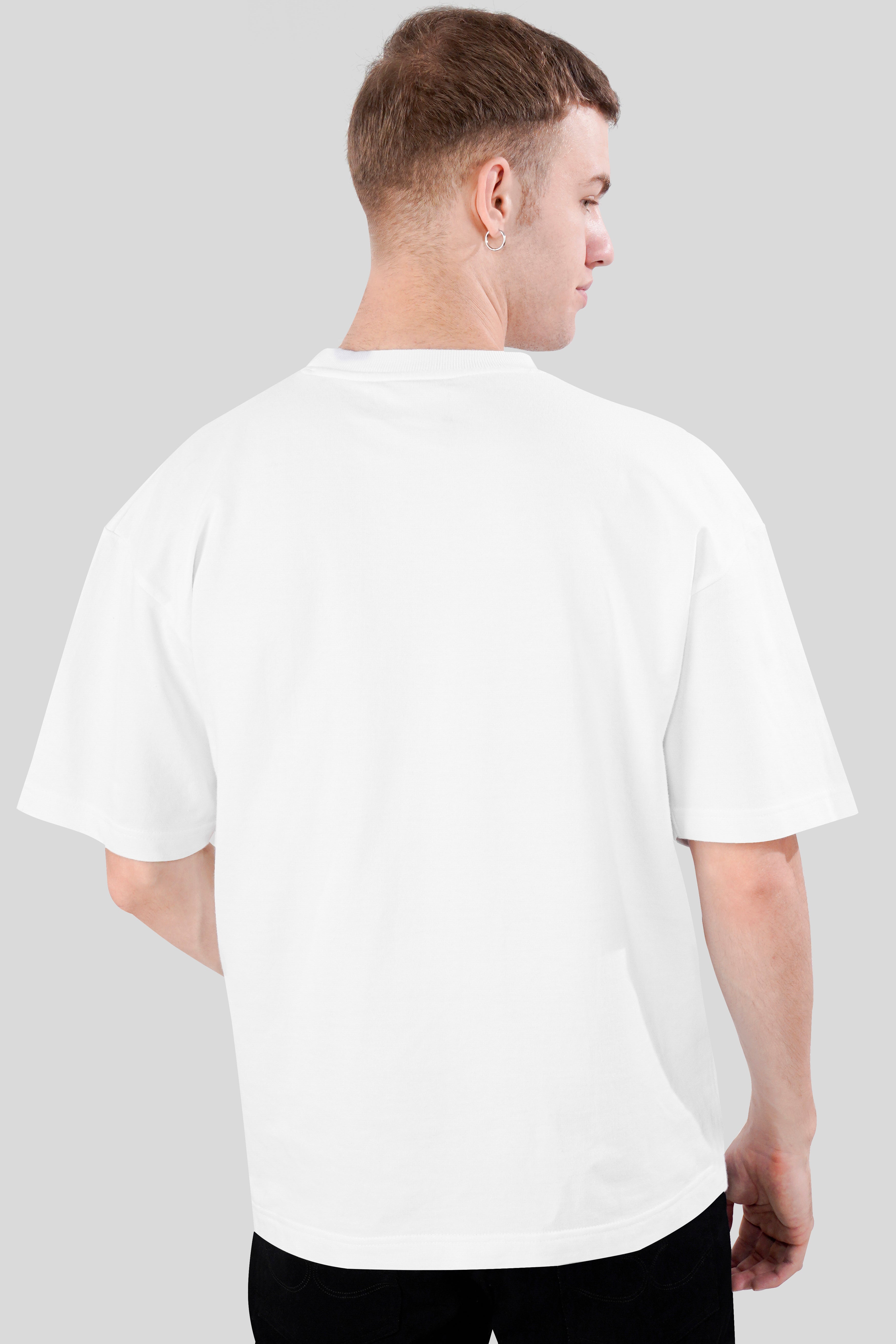 Bright White Printed Premium Cotton Oversized T-shirt TS945-S, TS945-M, TS945-L, TS945-XL, TS945-XXL