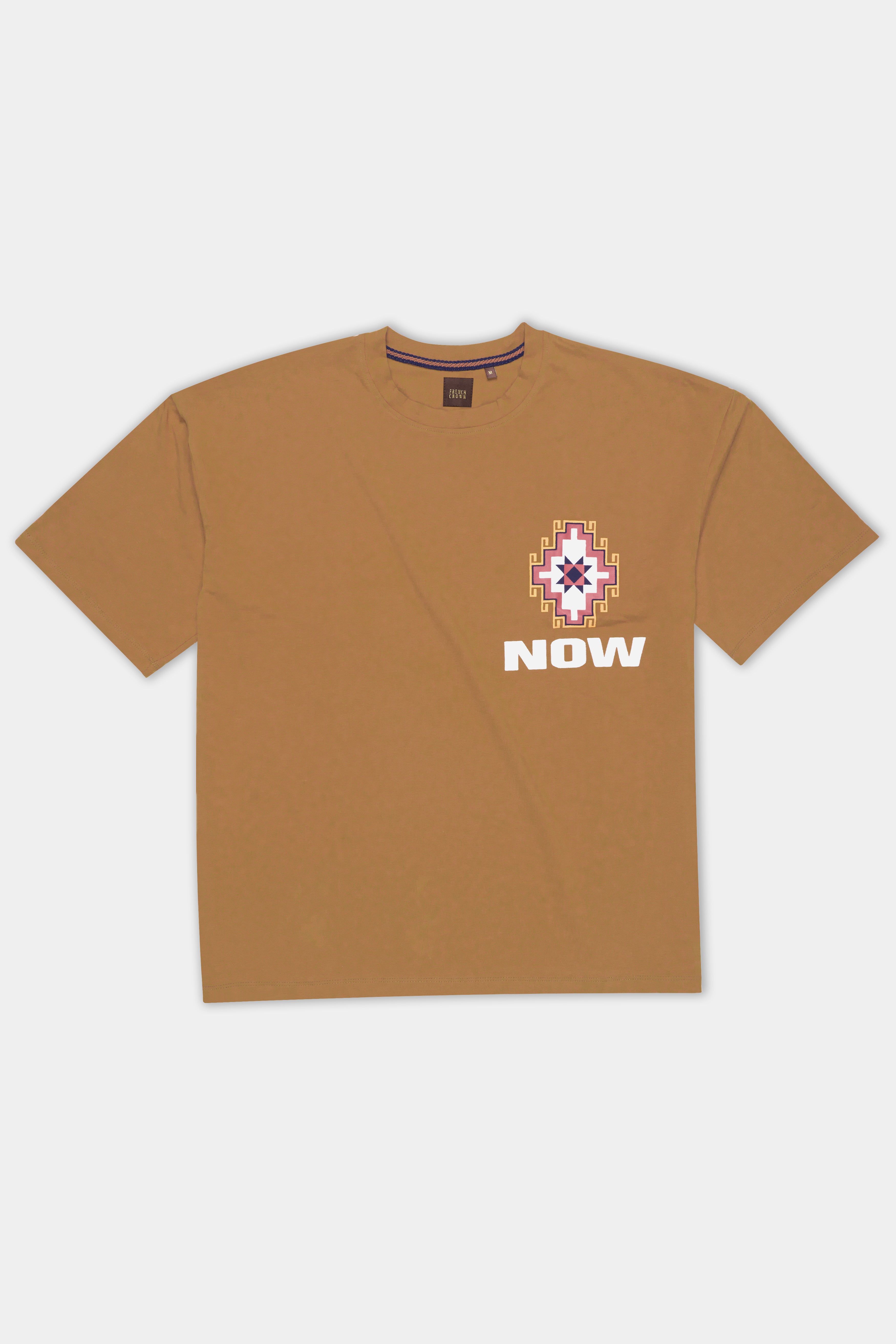 Sepia Brown Printed Premium Cotton Oversized T-shirt TS951-S, TS951-M, TS951-L, TS951-XL, TS951-XXL