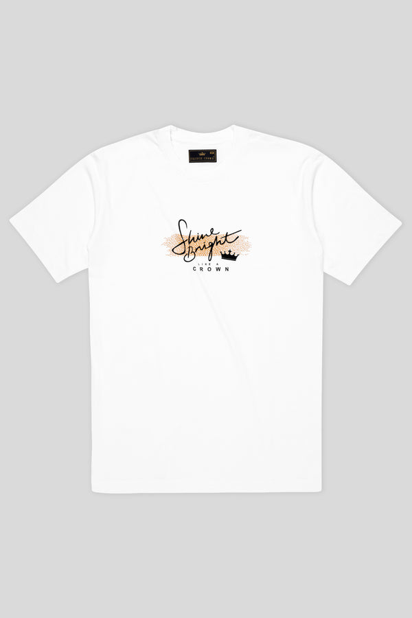 Bright White Printed Premium Cotton T-Shirt
