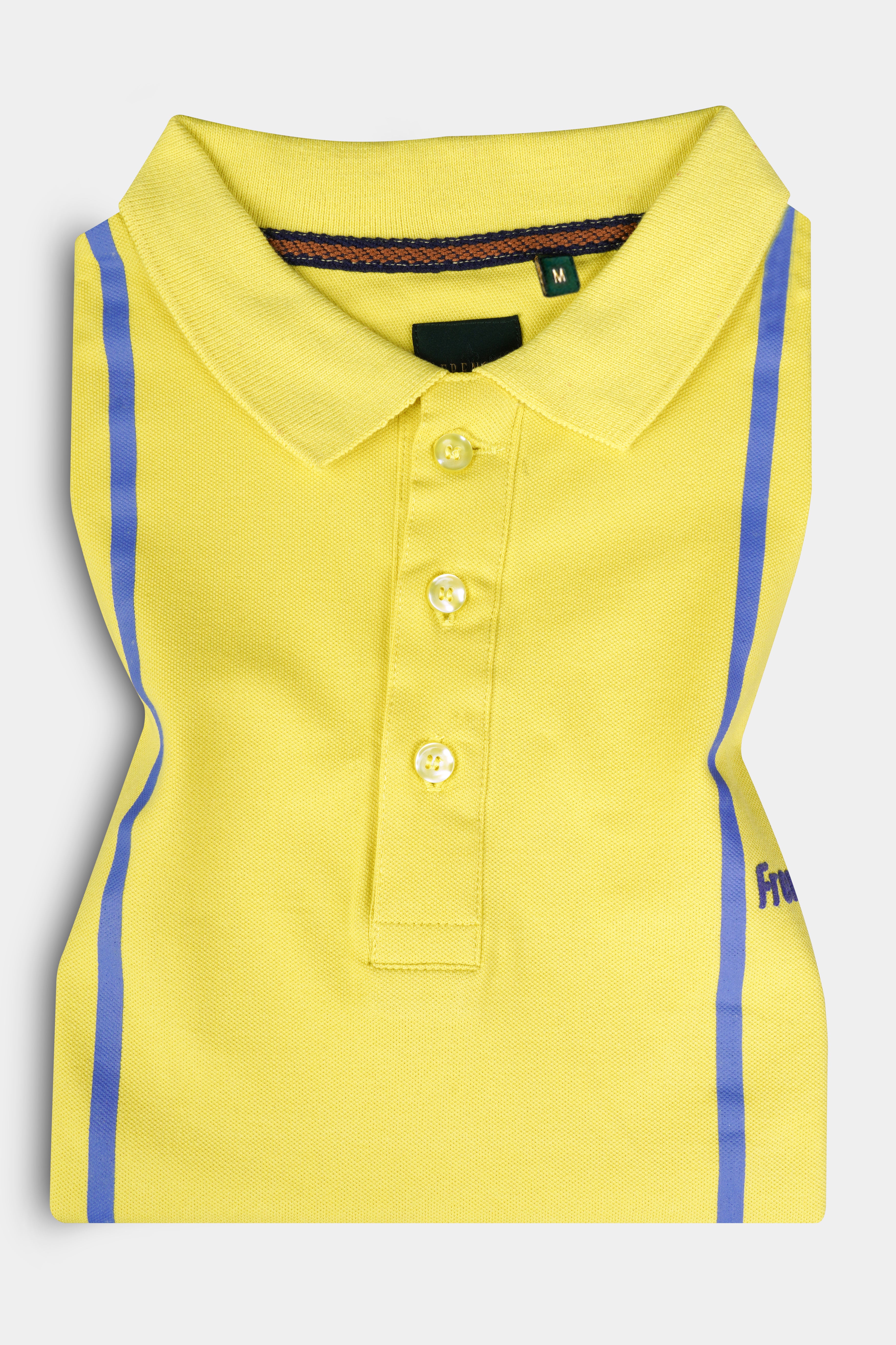 Portica Yellow Striped Premium Cotton Pique Polo TS971-S, TS971-M, TS971-L, TS971-XL, TS971-XXL