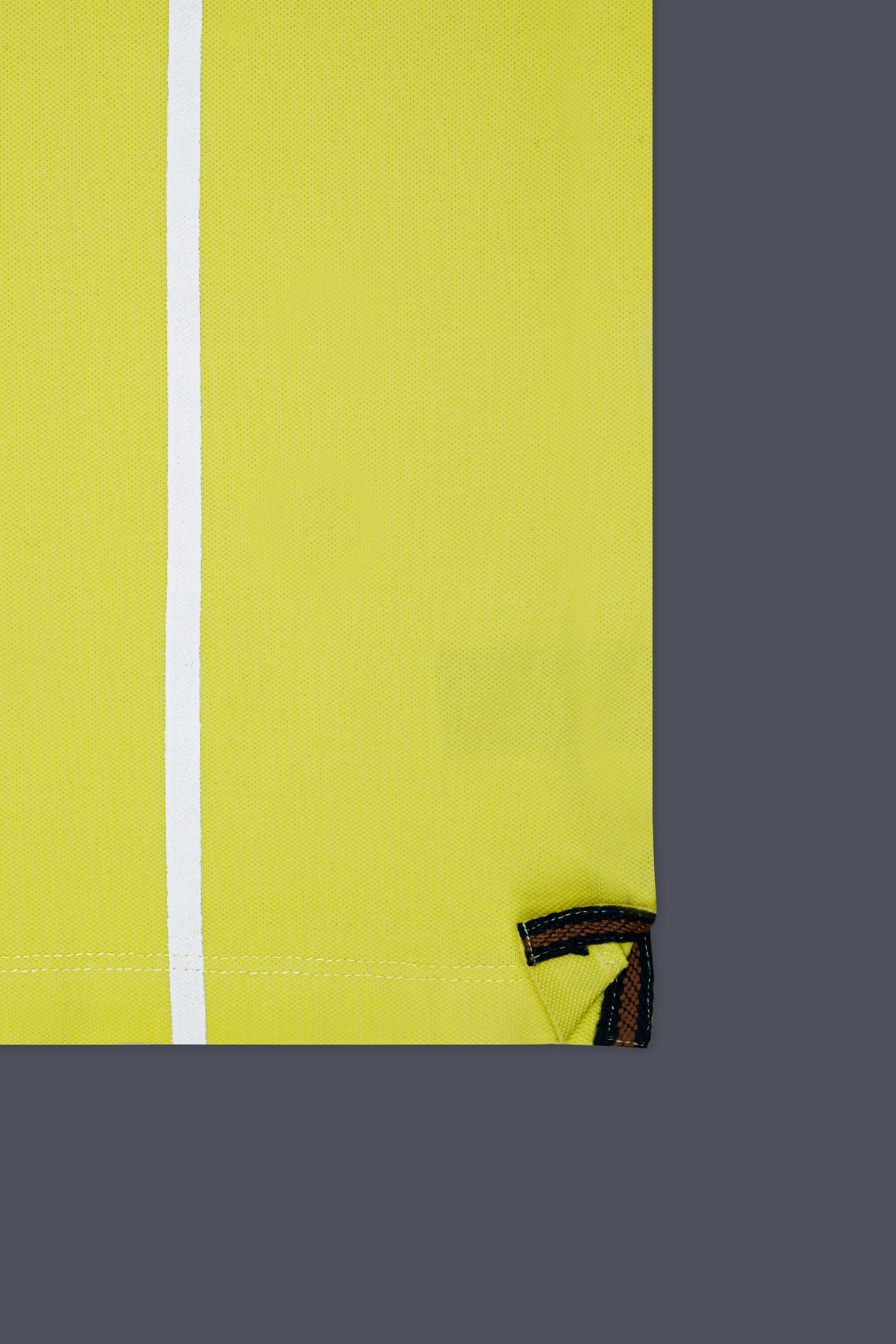 Portica Yellow Striped Premium Cotton Pique Polo