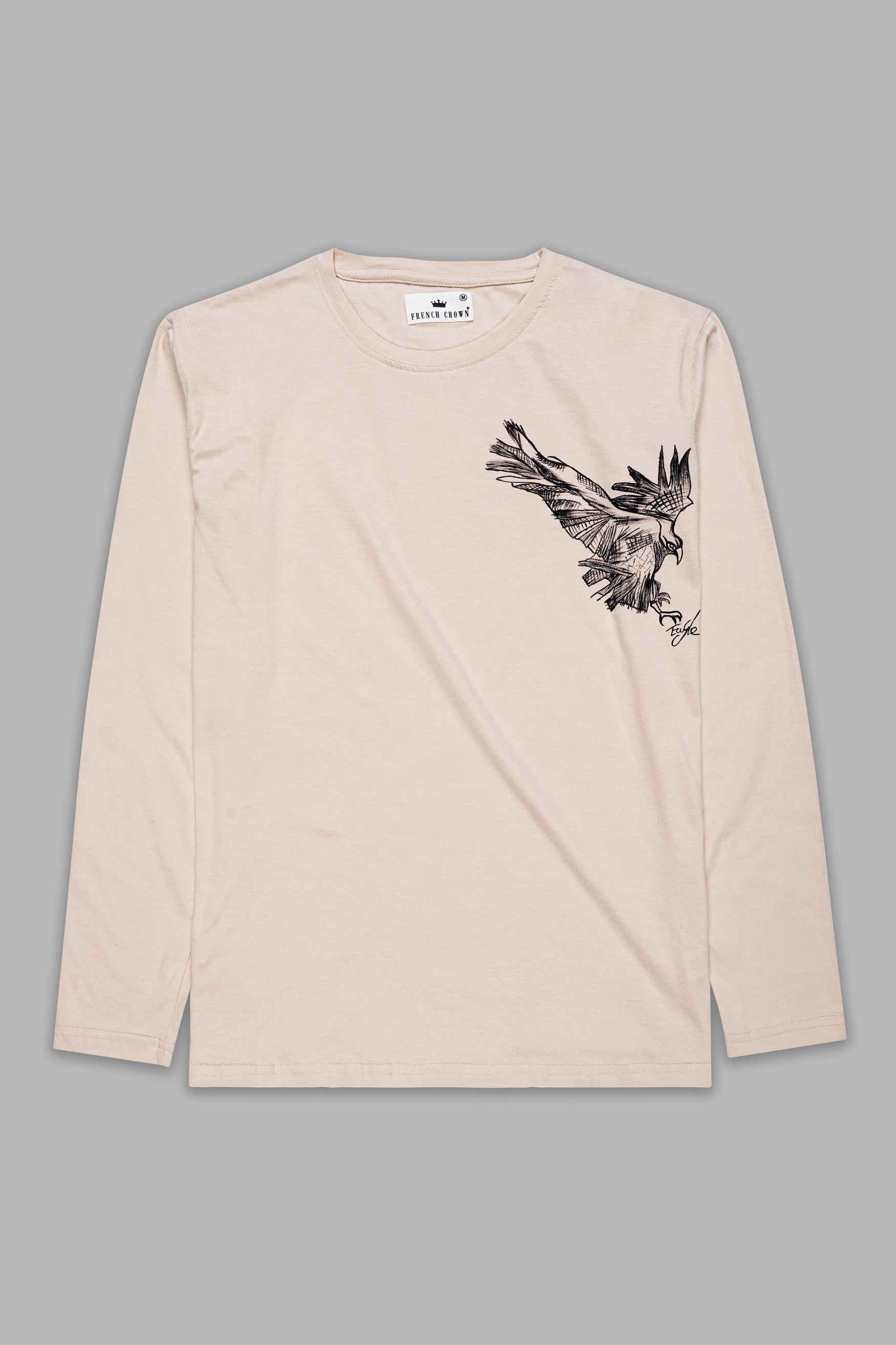 Watusi Cream Eagle Hand Painted Premium Cotton T-shirt