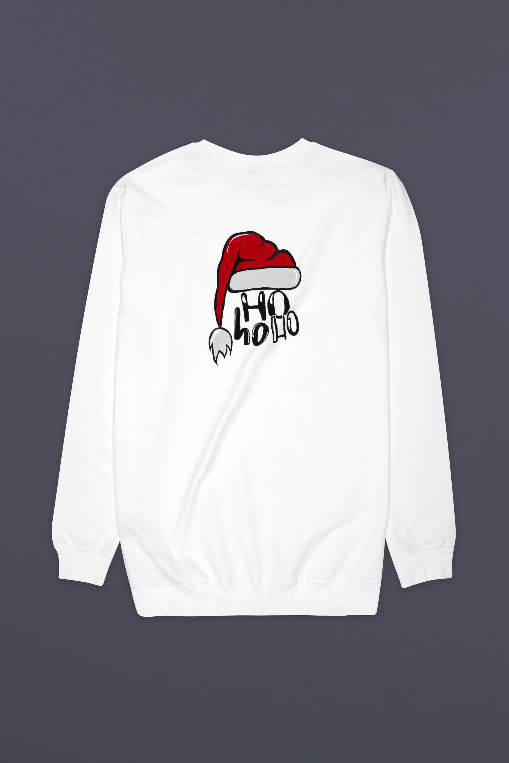 Bright White Santa’s Cap Hand Painted Premium Cotton Sweatshirt