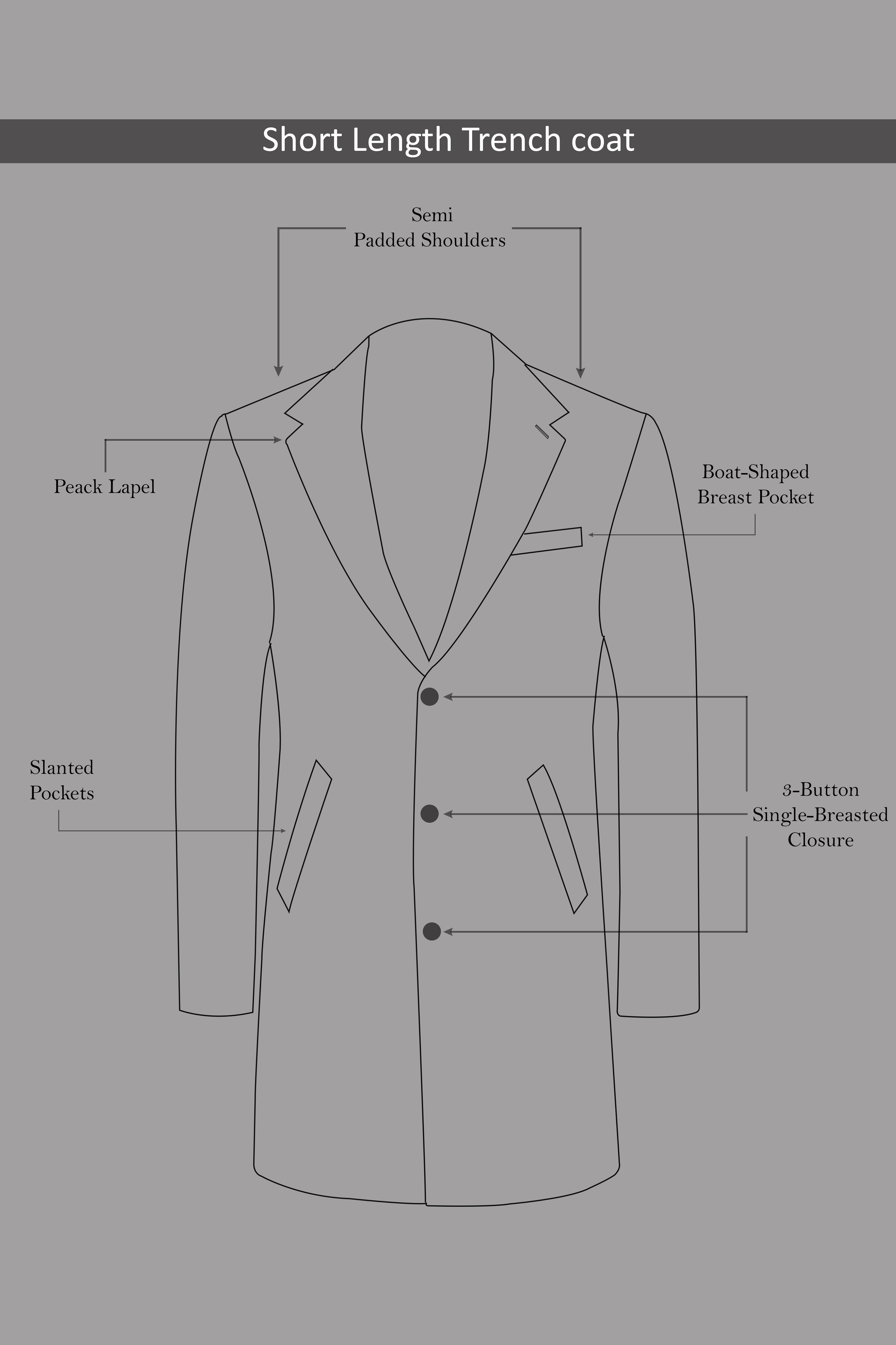 Fogwin-Warm Gray Plaid Wool Rich Single Breasted Trench Coat