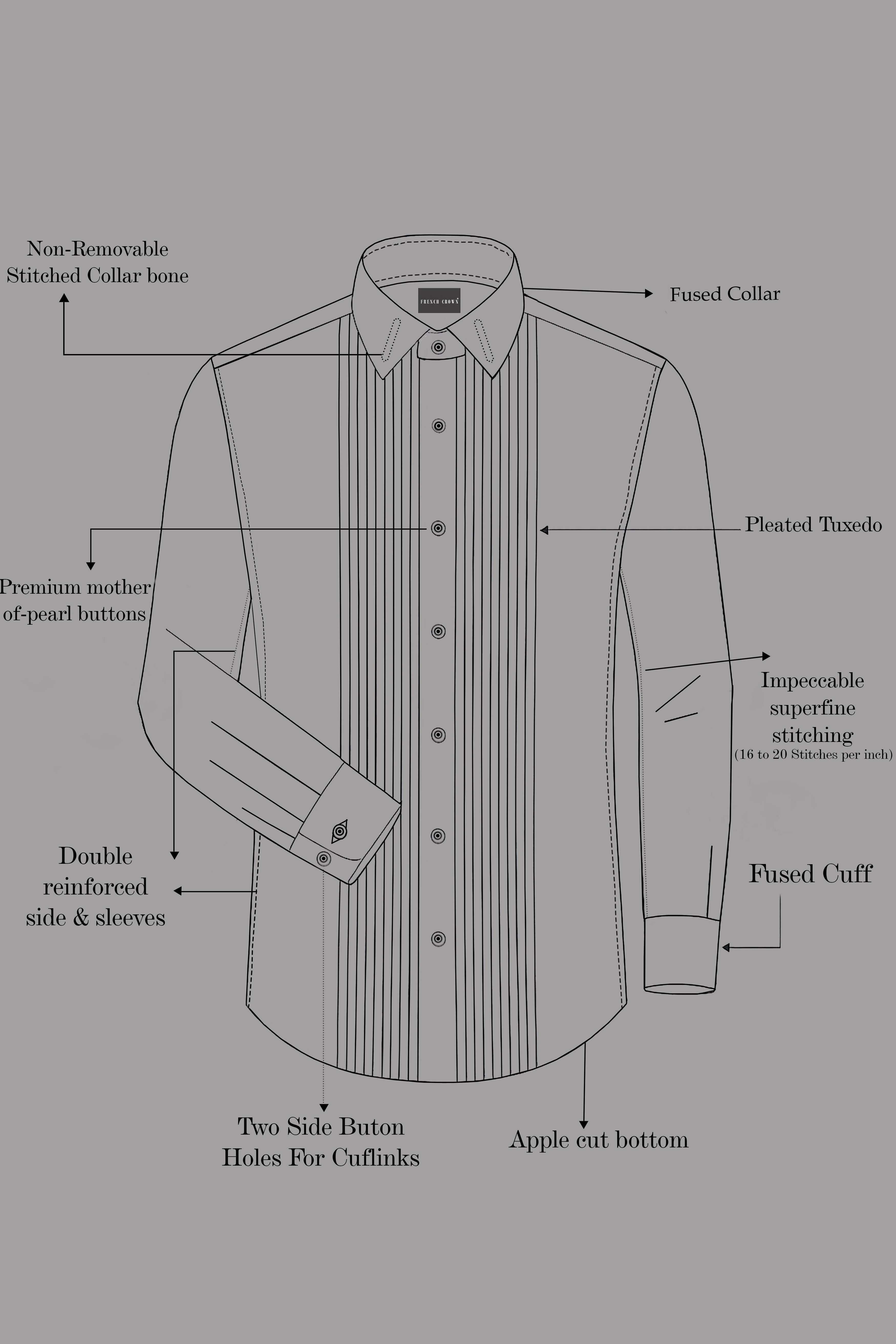 Grisoro-Slate Gray Subtle Sheen Super Soft Premium Cotton Tuxedo Dress Shirt