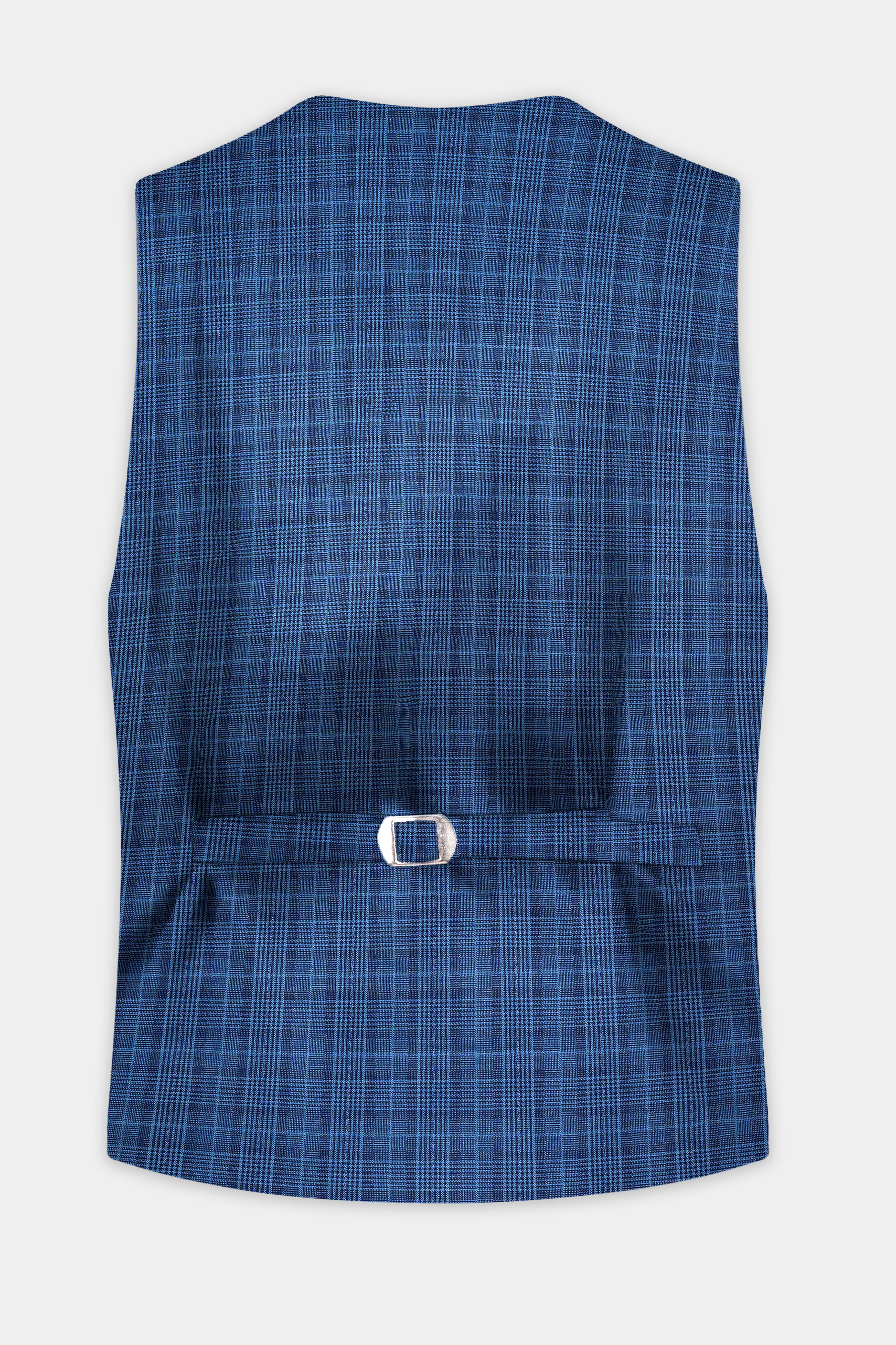 Mid blue Plaid Waistcoat