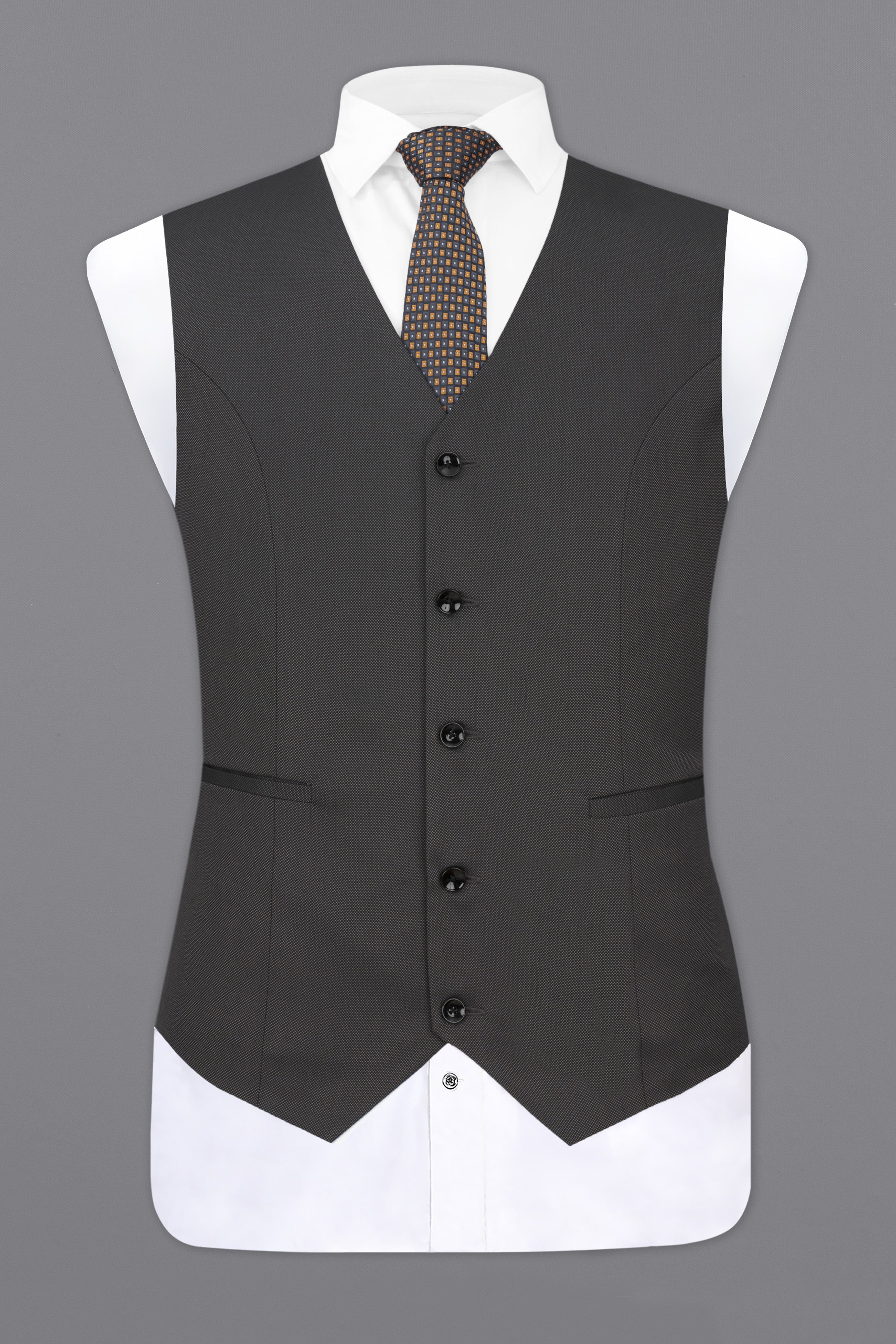 Fuscous Grey Textured Waistcoat