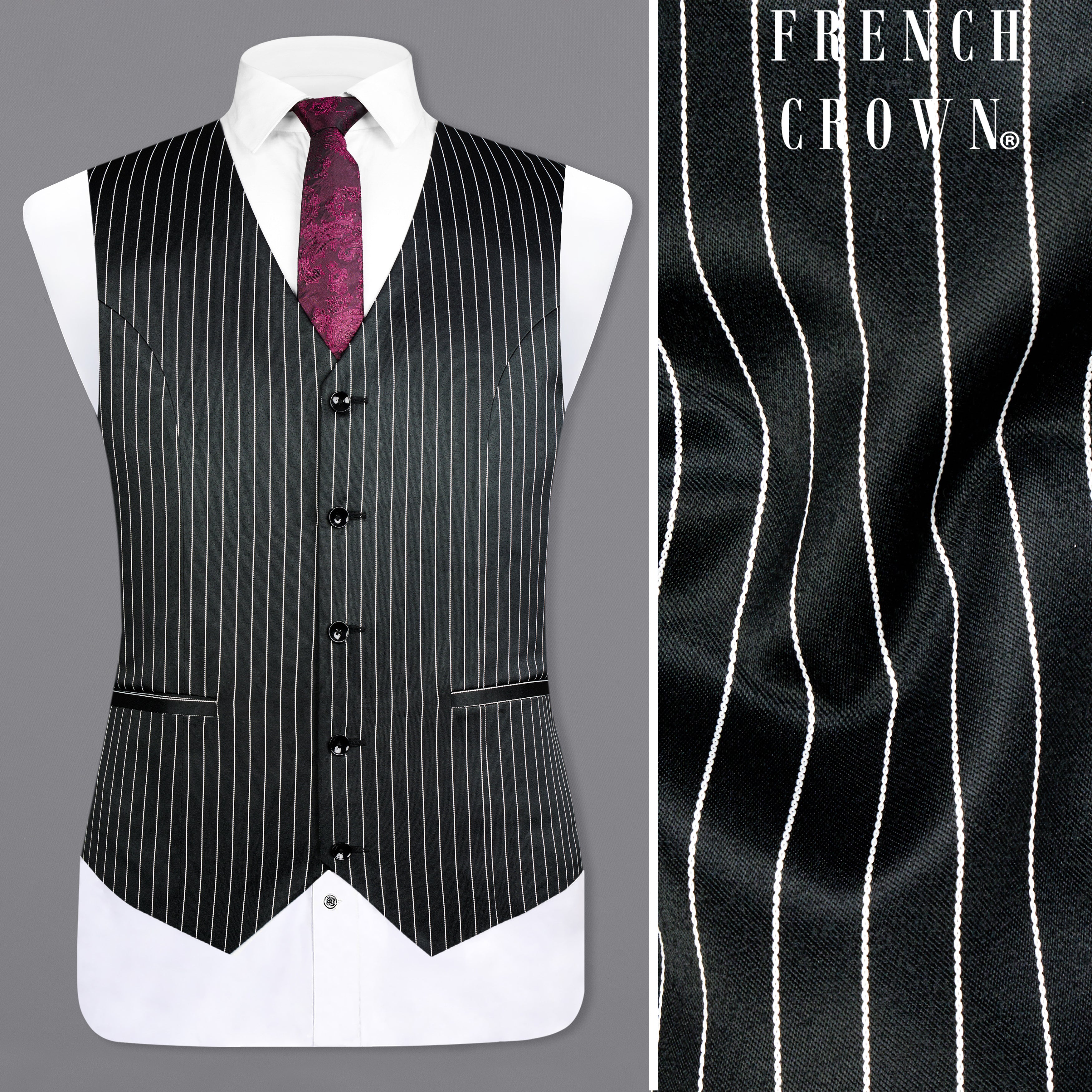 Jade Black and White Stripes Premium Terry-Rayon Wedding