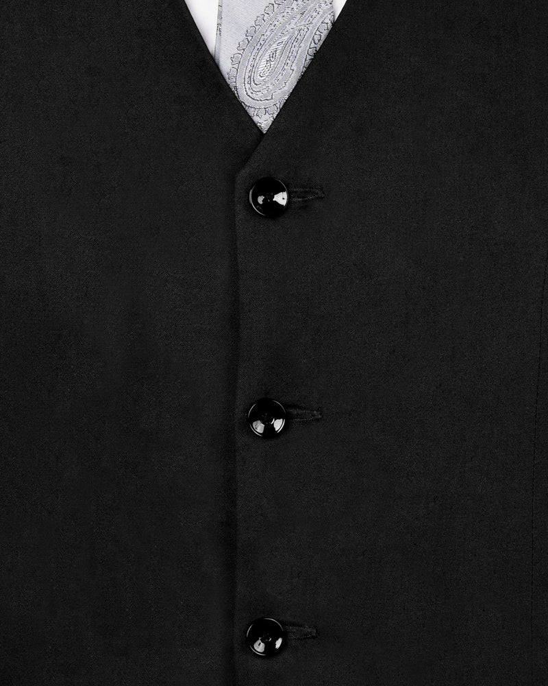Jade Black Solid Stretchable Premium Cotton traveler Waistcoat