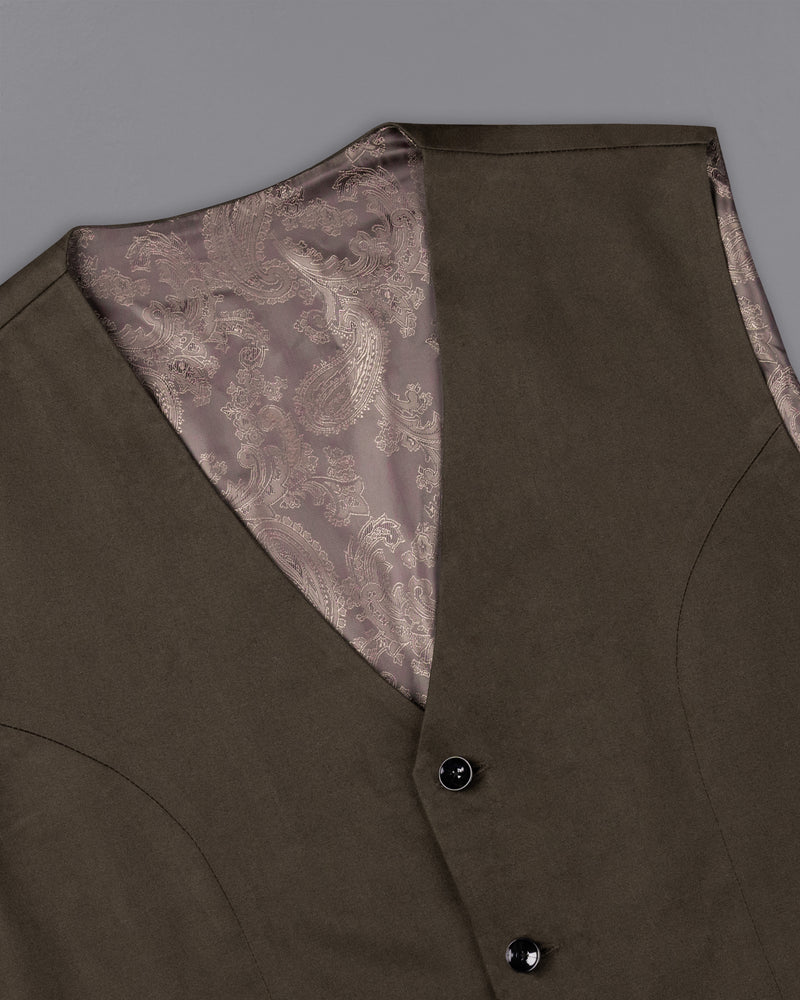 Walnut Brown Solid Stretchable Premium Cotton traveler Waistcoat