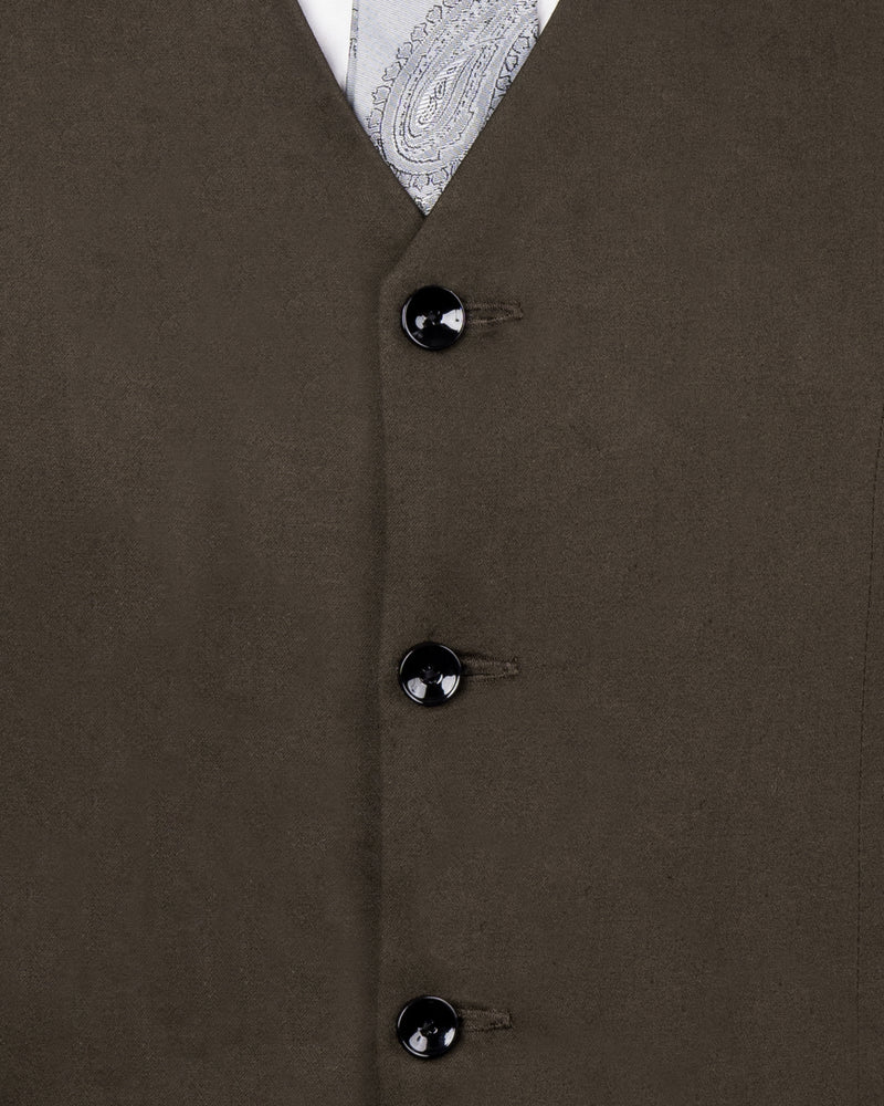 Walnut Brown Solid Stretchable Premium Cotton traveler Waistcoat