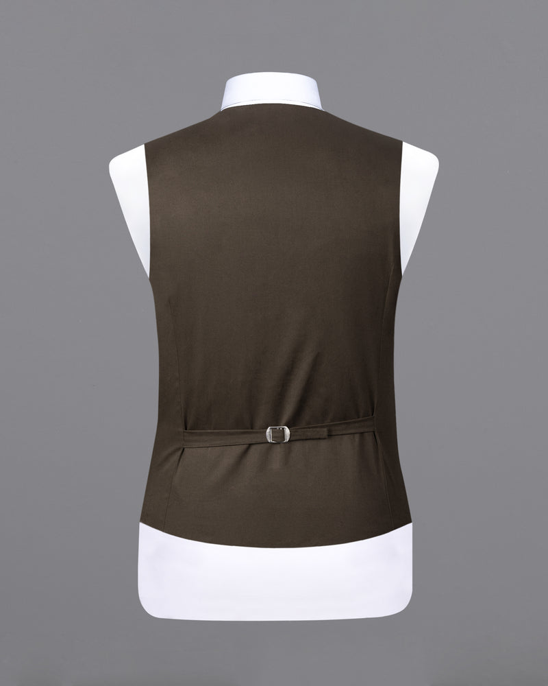 Walnut Brown Solid Stretchable Premium Cotton traveler Waistcoat
