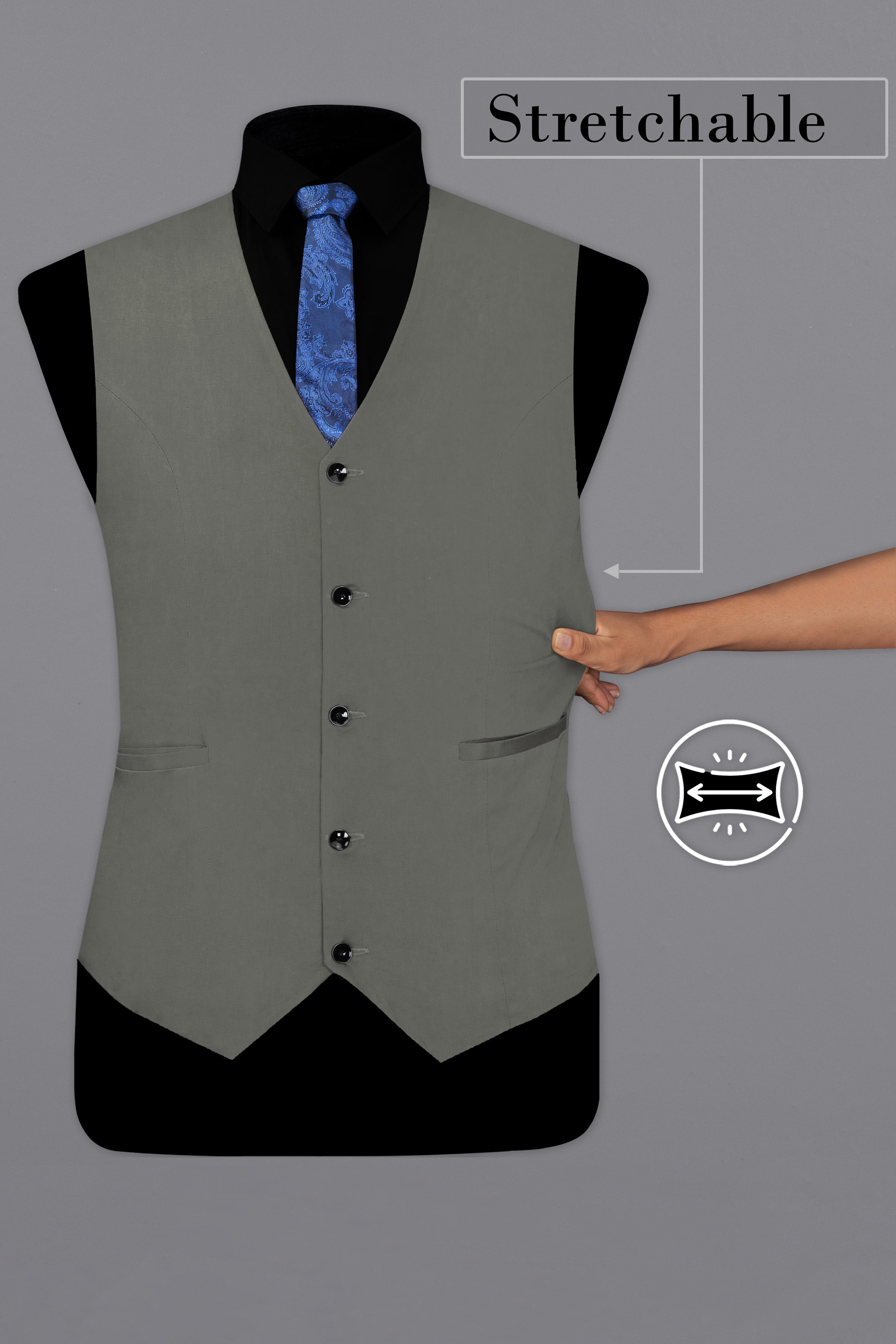 Ironside Gray Stretchable Premium Cotton traveler Waistcoat