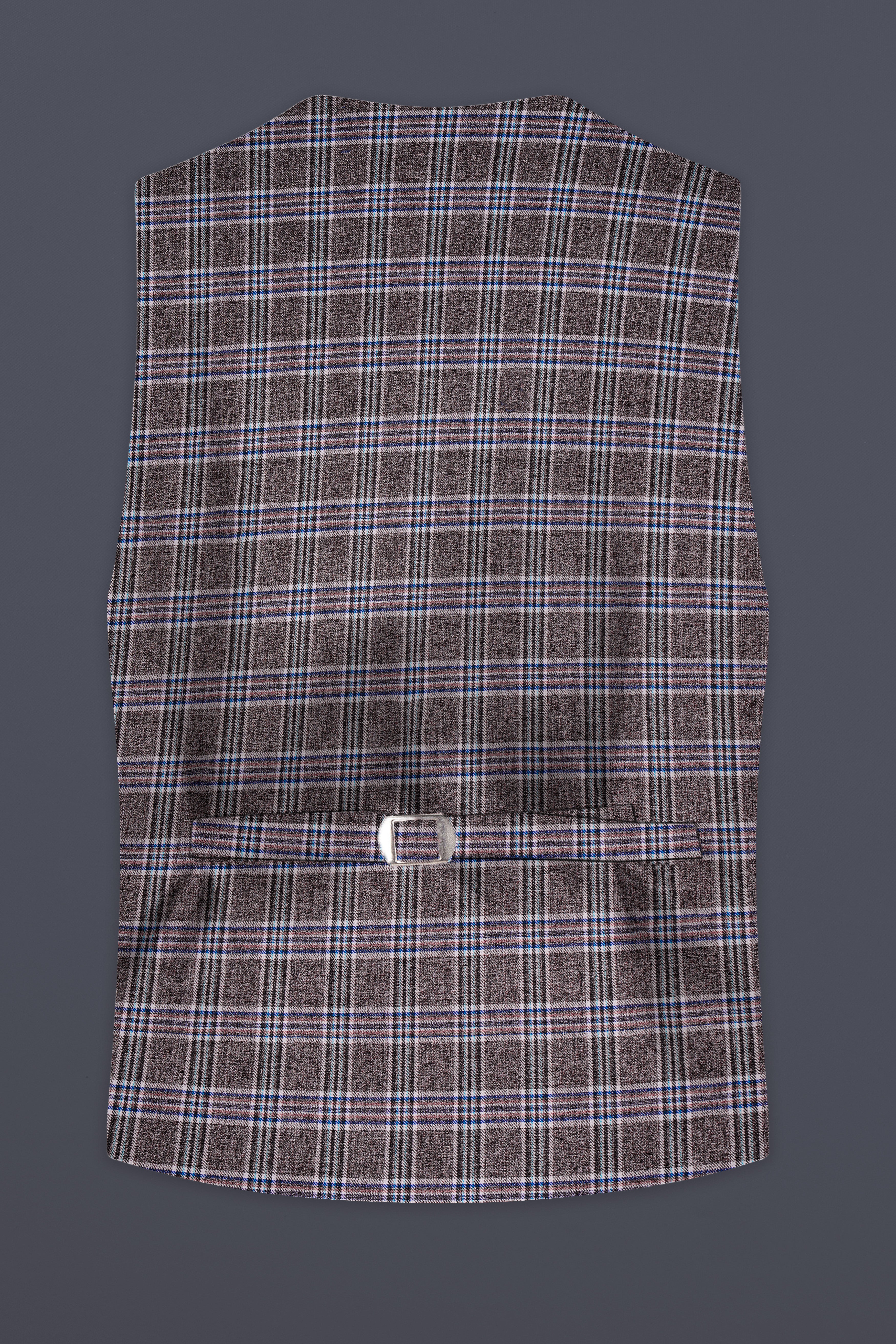 Ironside Grey and Cloud Burst Blue Plaid Wool Rich Waistcoat