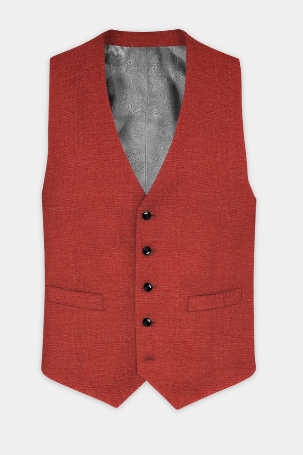 Brick Red Textured Waistcoat