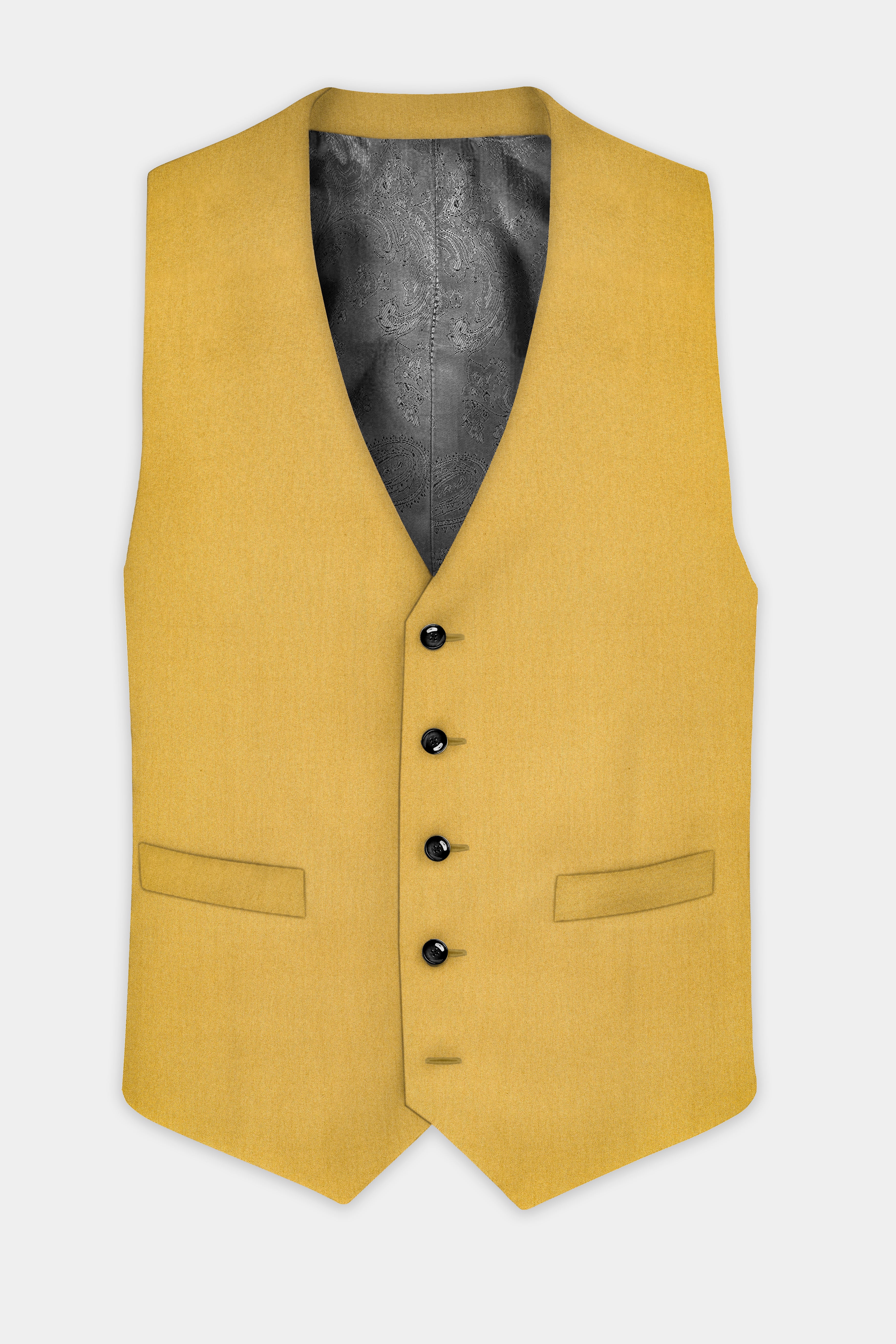 Camel Yellow Solid Cotton Waistcoat