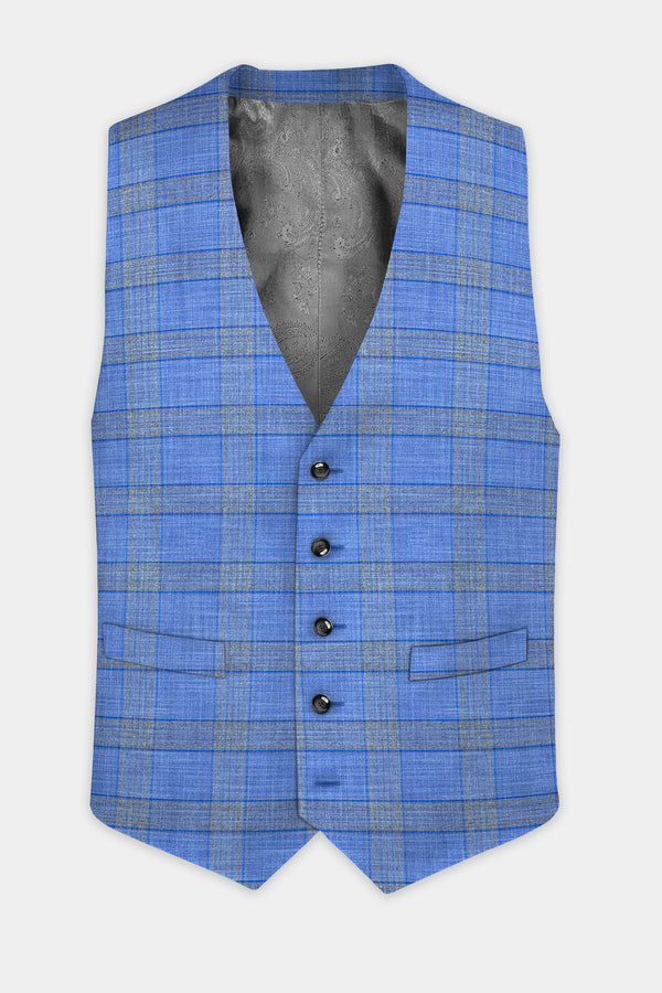 Danube Blue Wool Blend Waistcoat