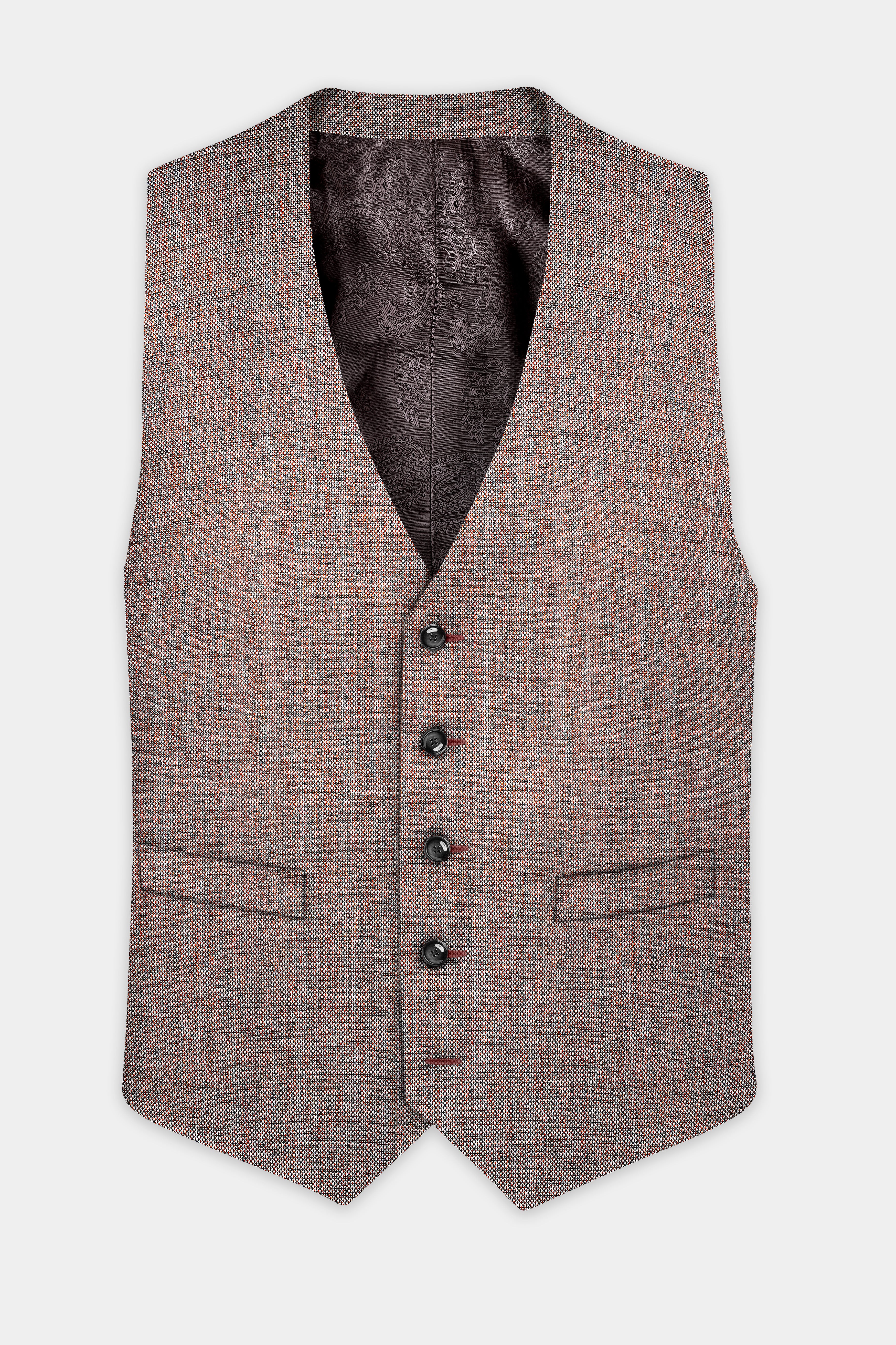 Ferra Brown Textured Waistcoat