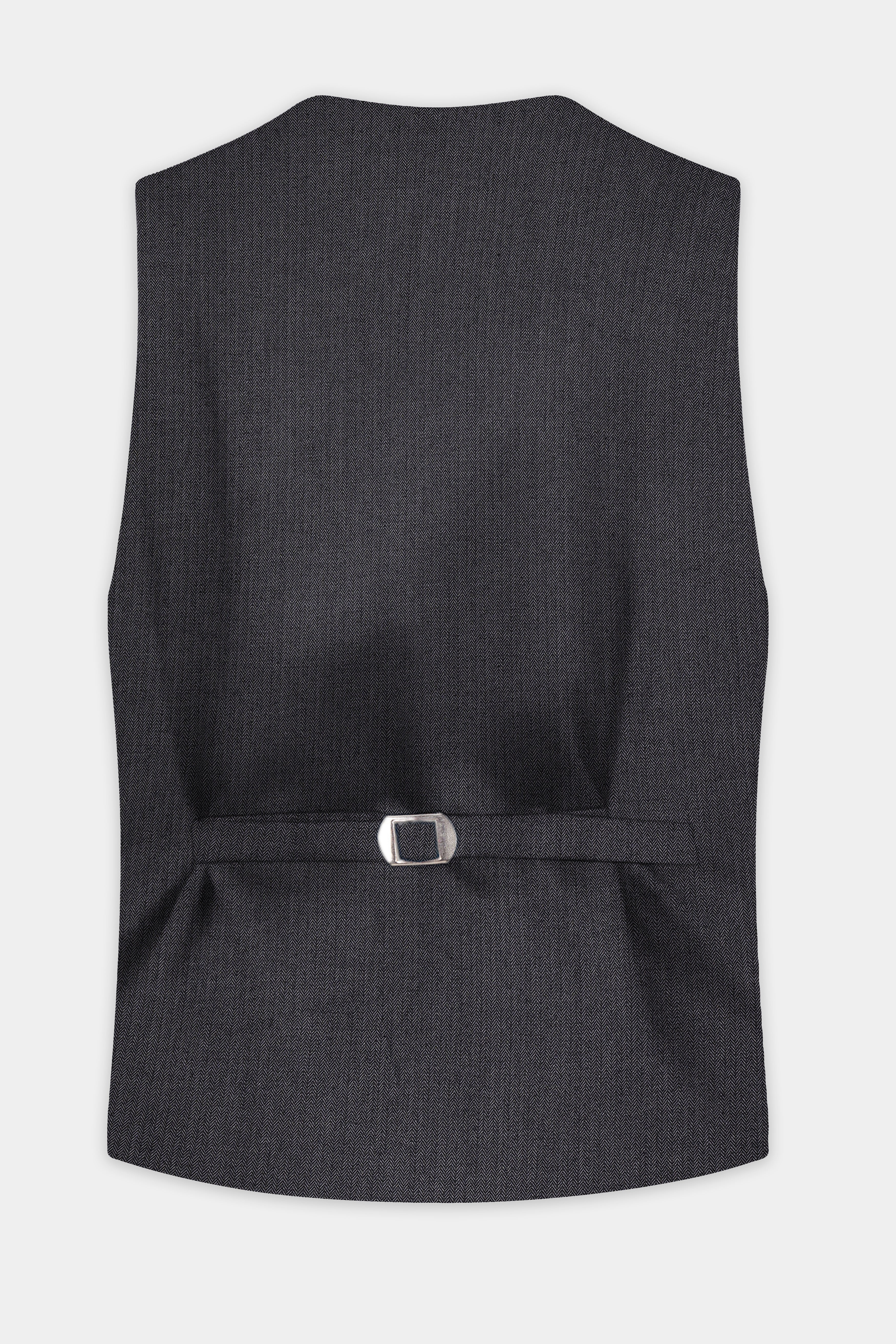 Vampire Gray herringbone Textured Cotton Waistcoat