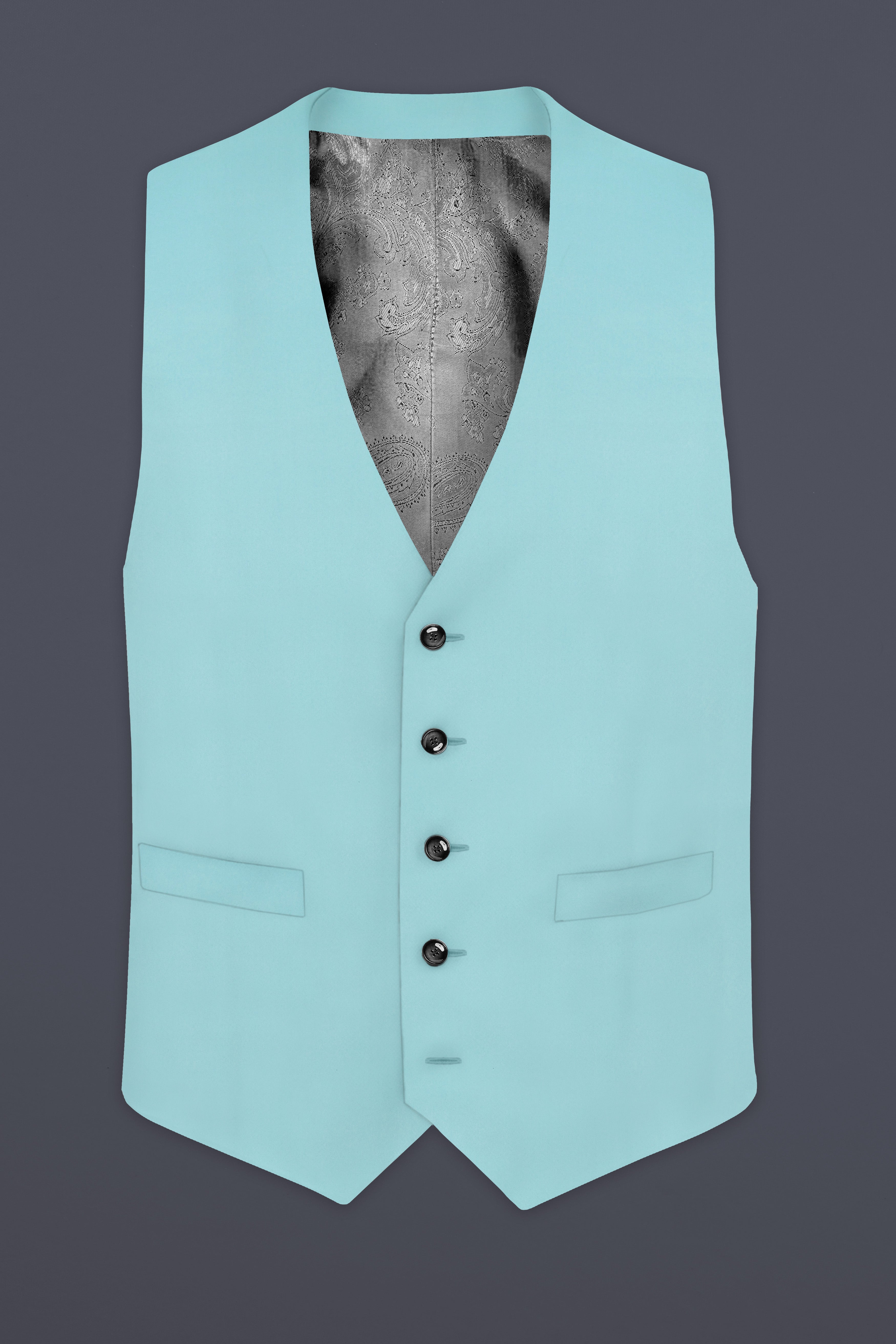 Sinbad Blue Solid Wool Blend Waistcoat