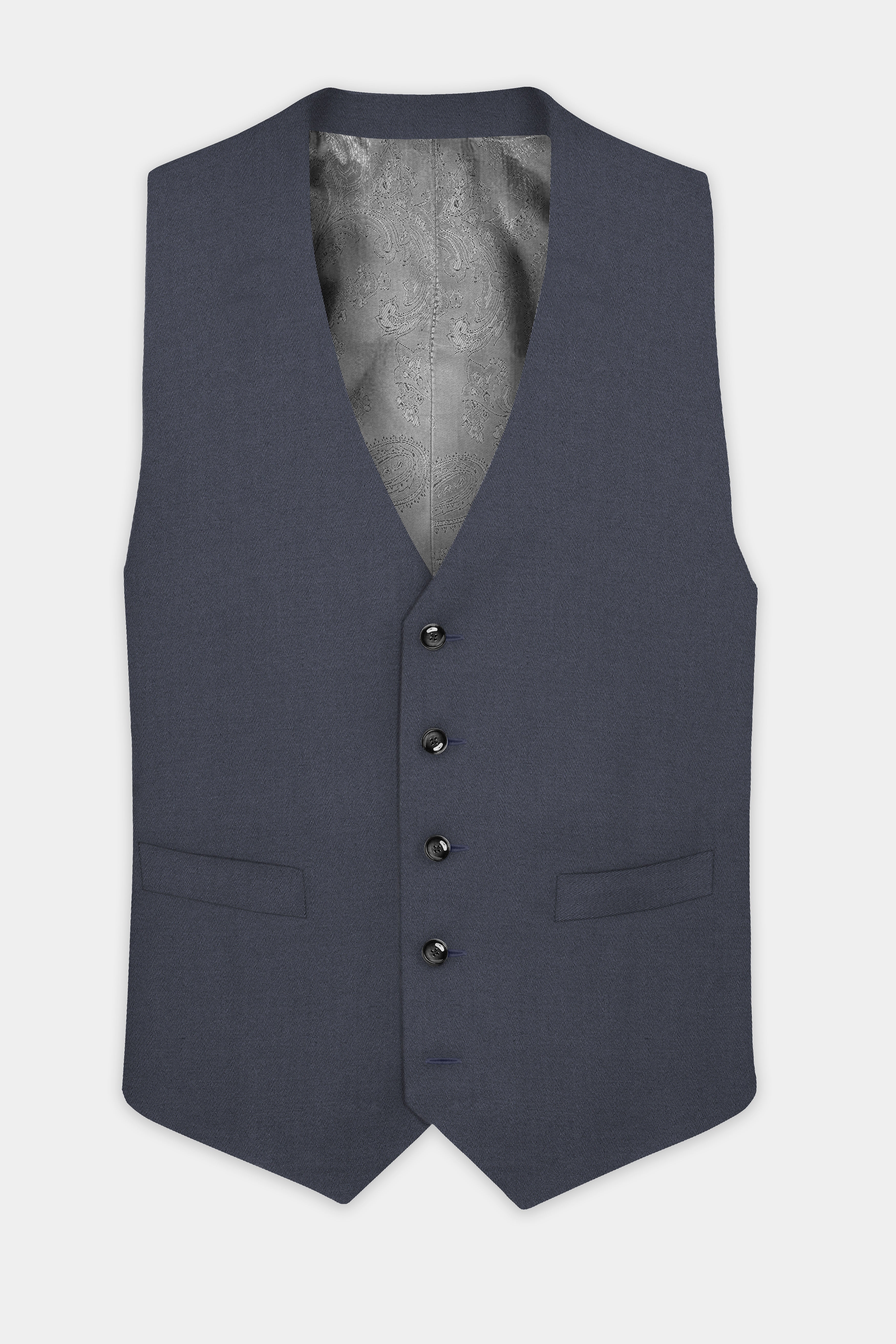 Iridium Gray Textured Cotton Waistcoat