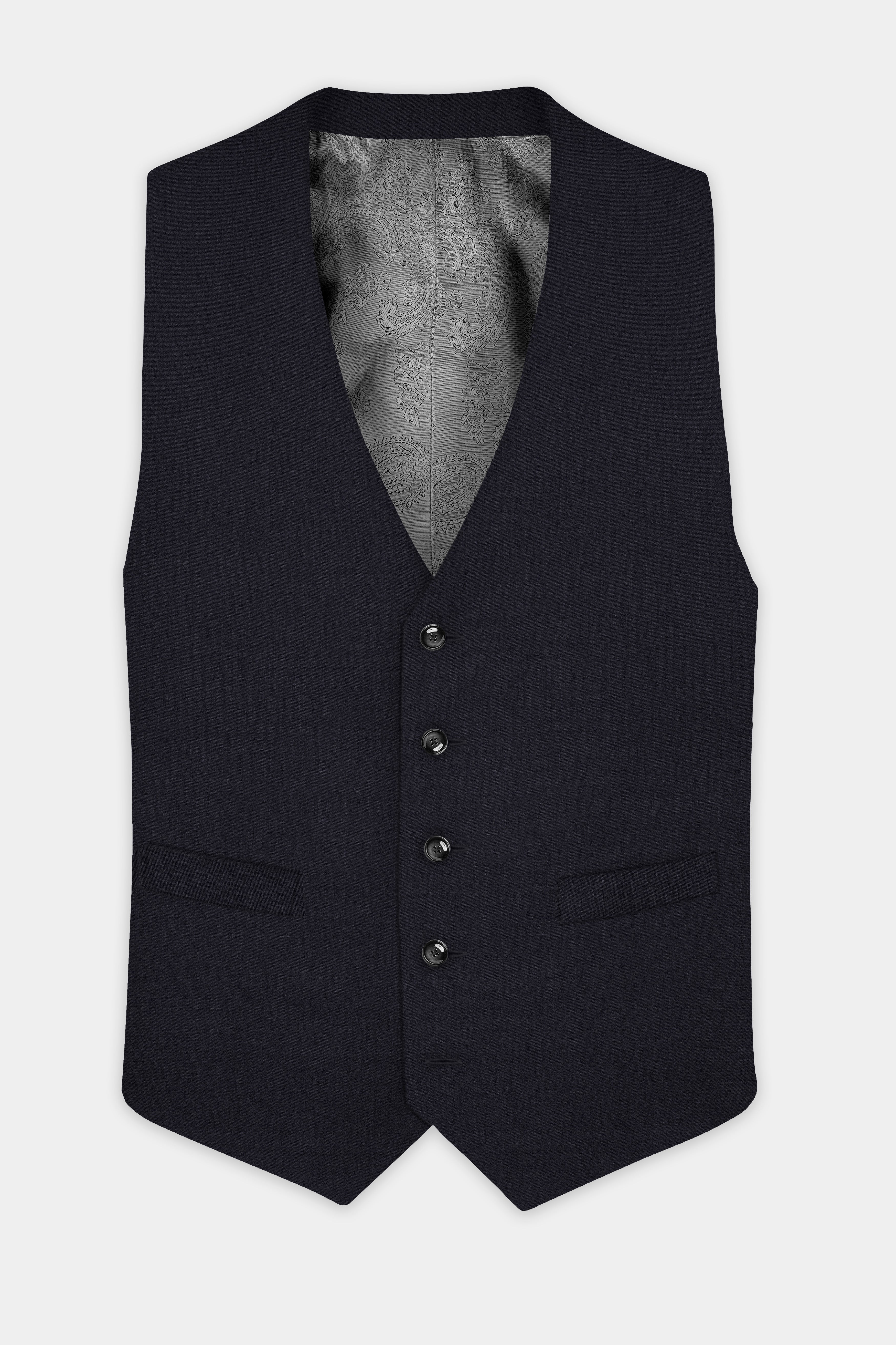 Mizzoni Blue Solid Wool Blend Waistcoat