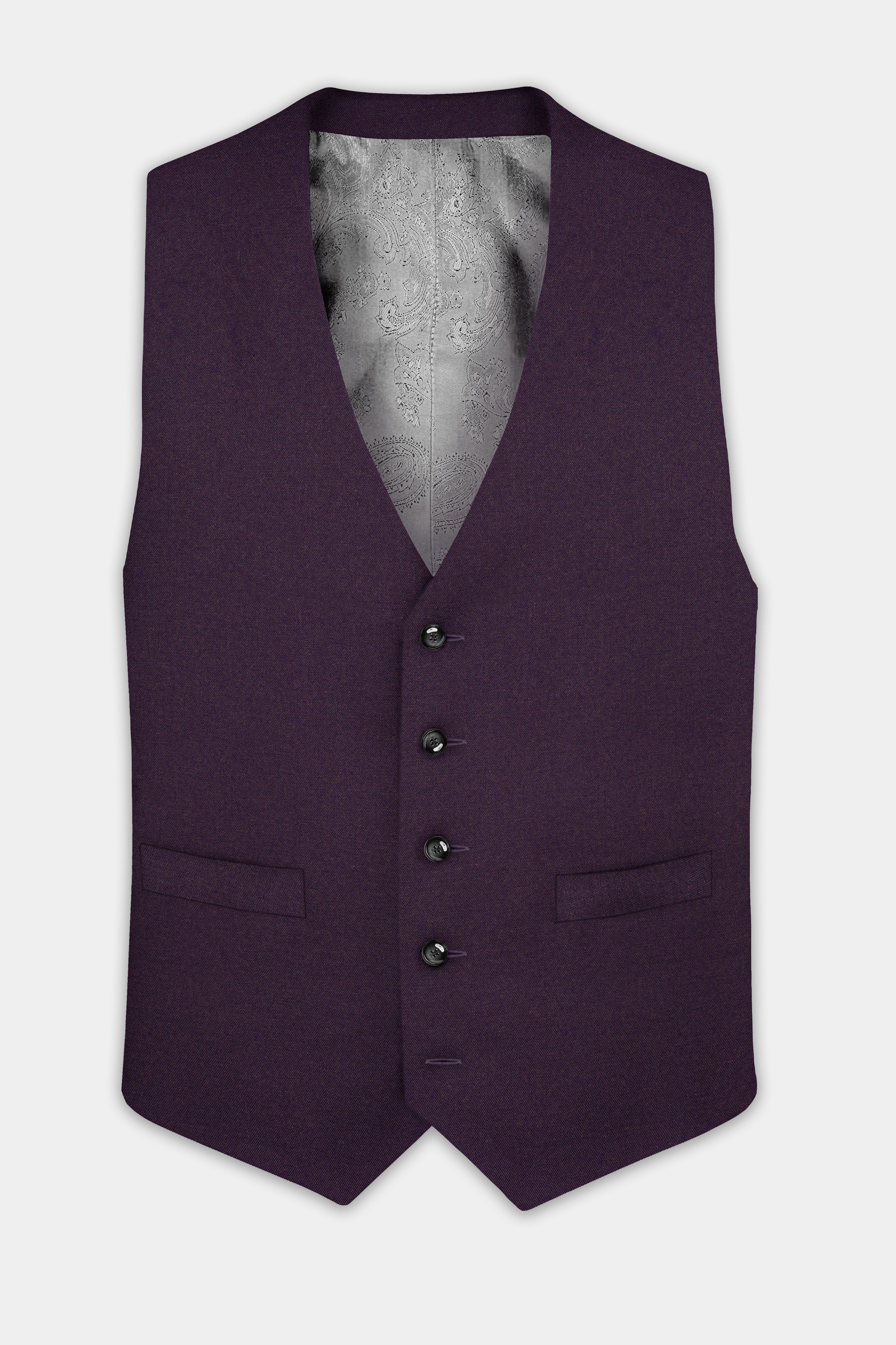 Eminence Purple Solid Wool Blend Waistcoat