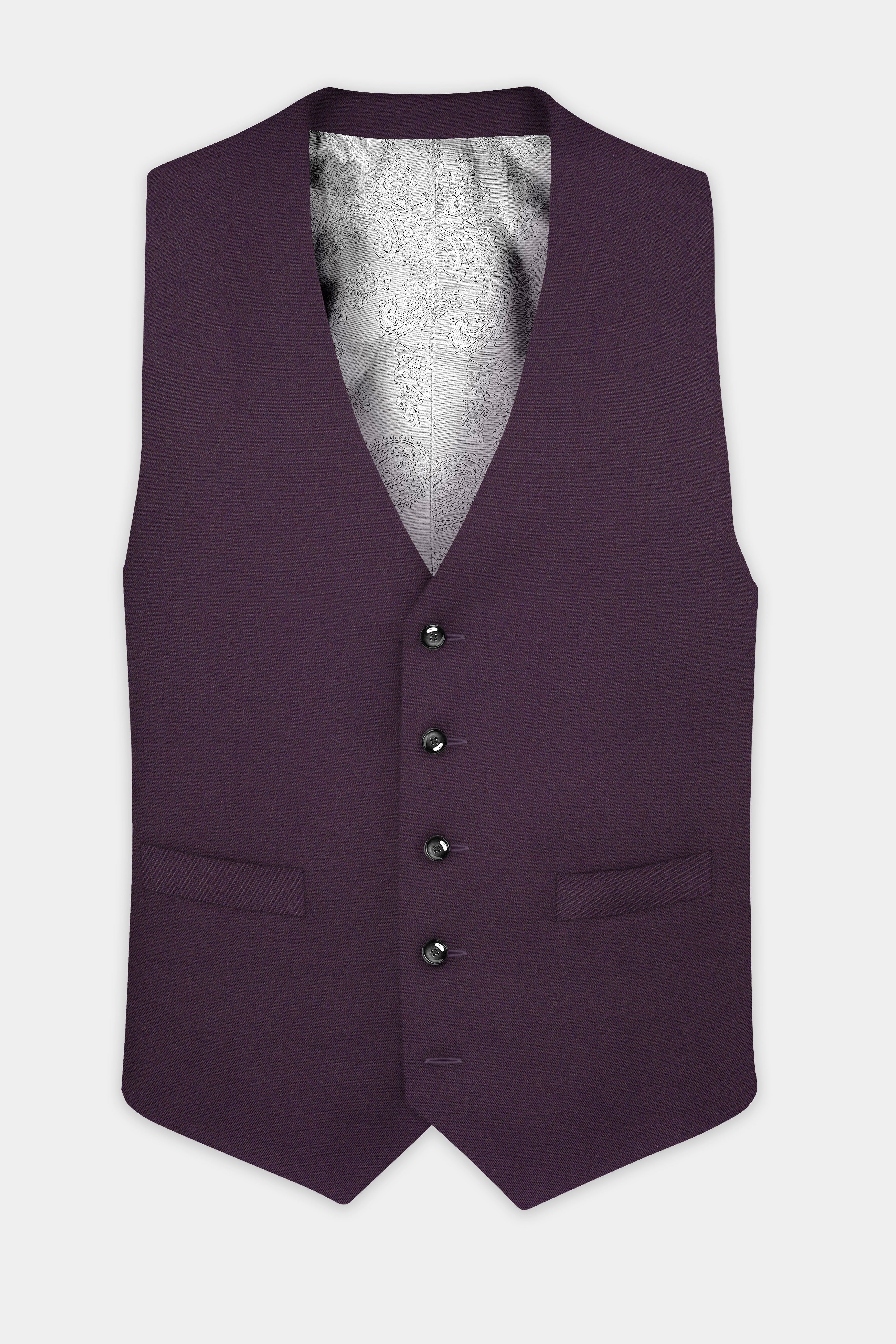 Eminence Purple Solid Wool Blend Waistcoat