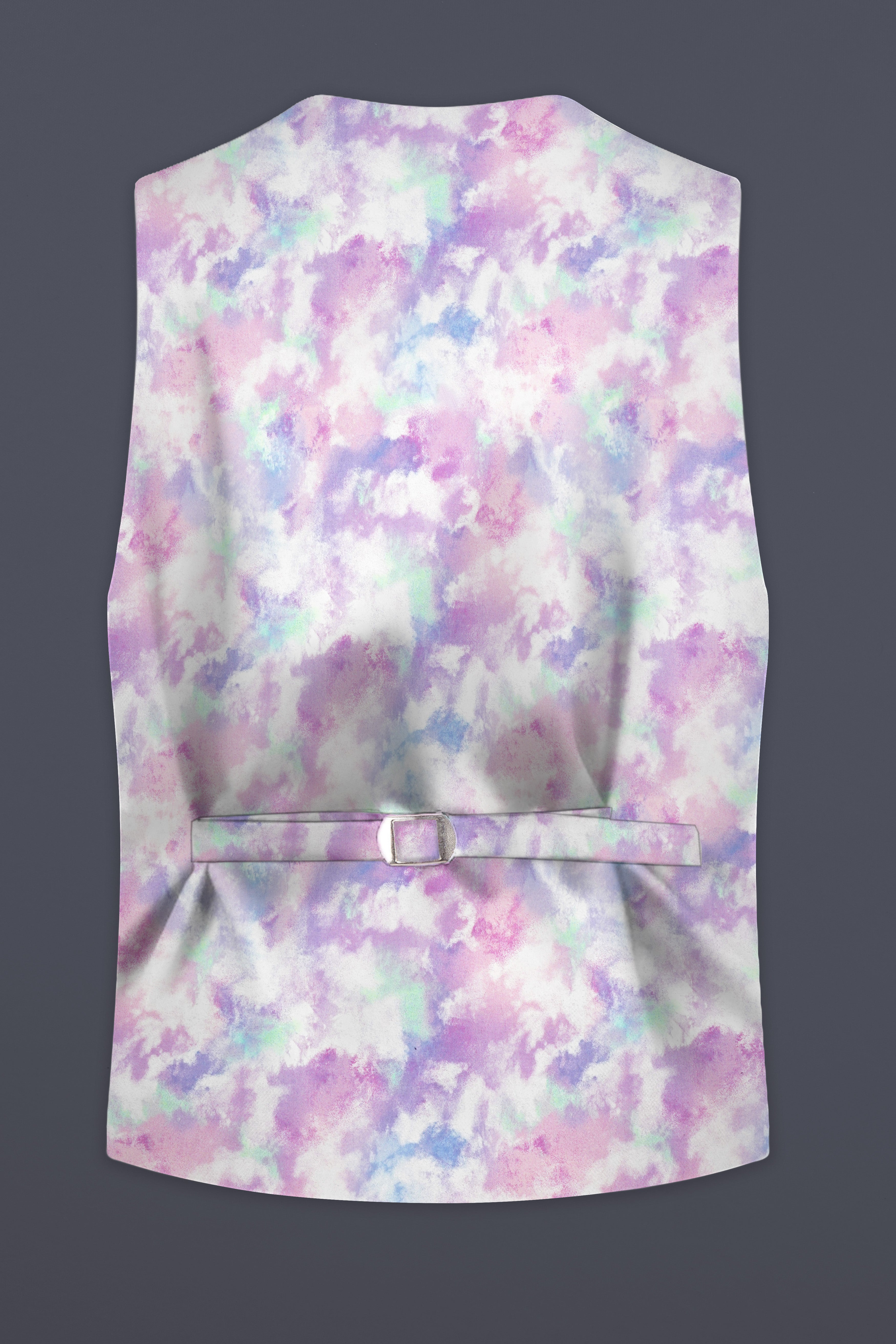 Thistle Pink And Wisteria Purple Multi Color cloud printed Cotton Waistcoat