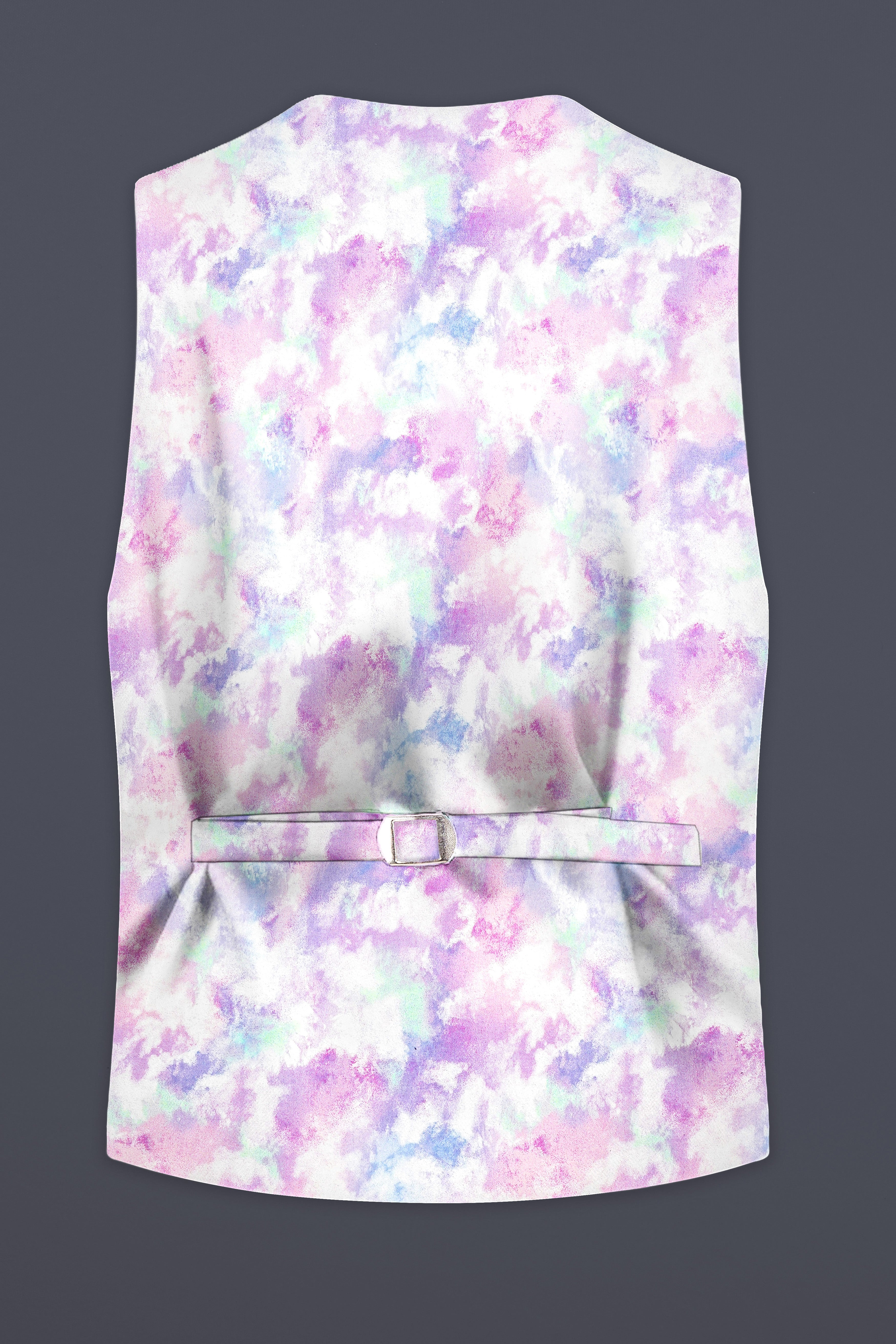 Thistle Pink And Wisteria Purple Multi Color cloud printed Cotton Waistcoat