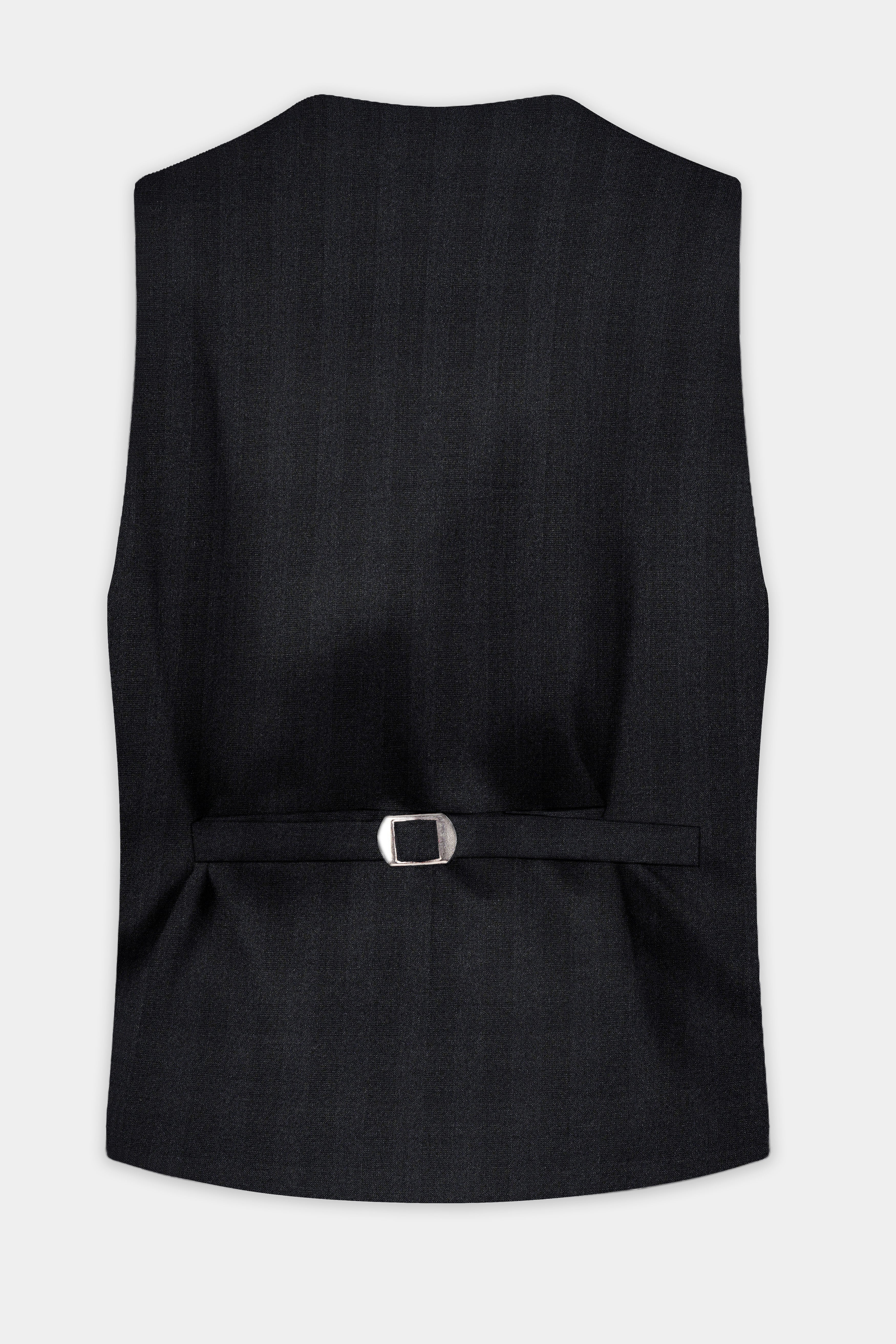 Vulcan Black Striped Wool Blend Waistcoat