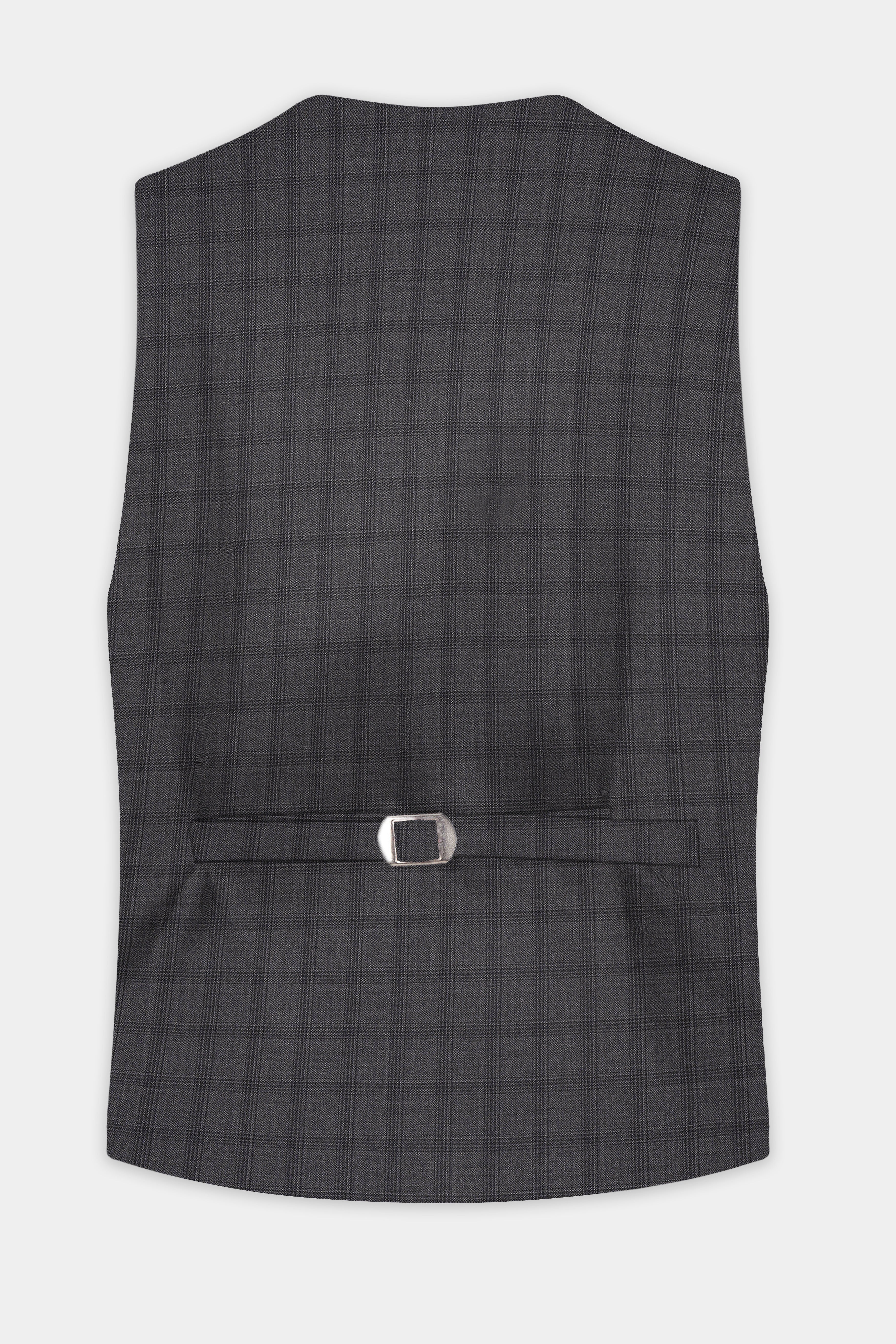 Gravel Gray Checked Wool Blend Waistcoat