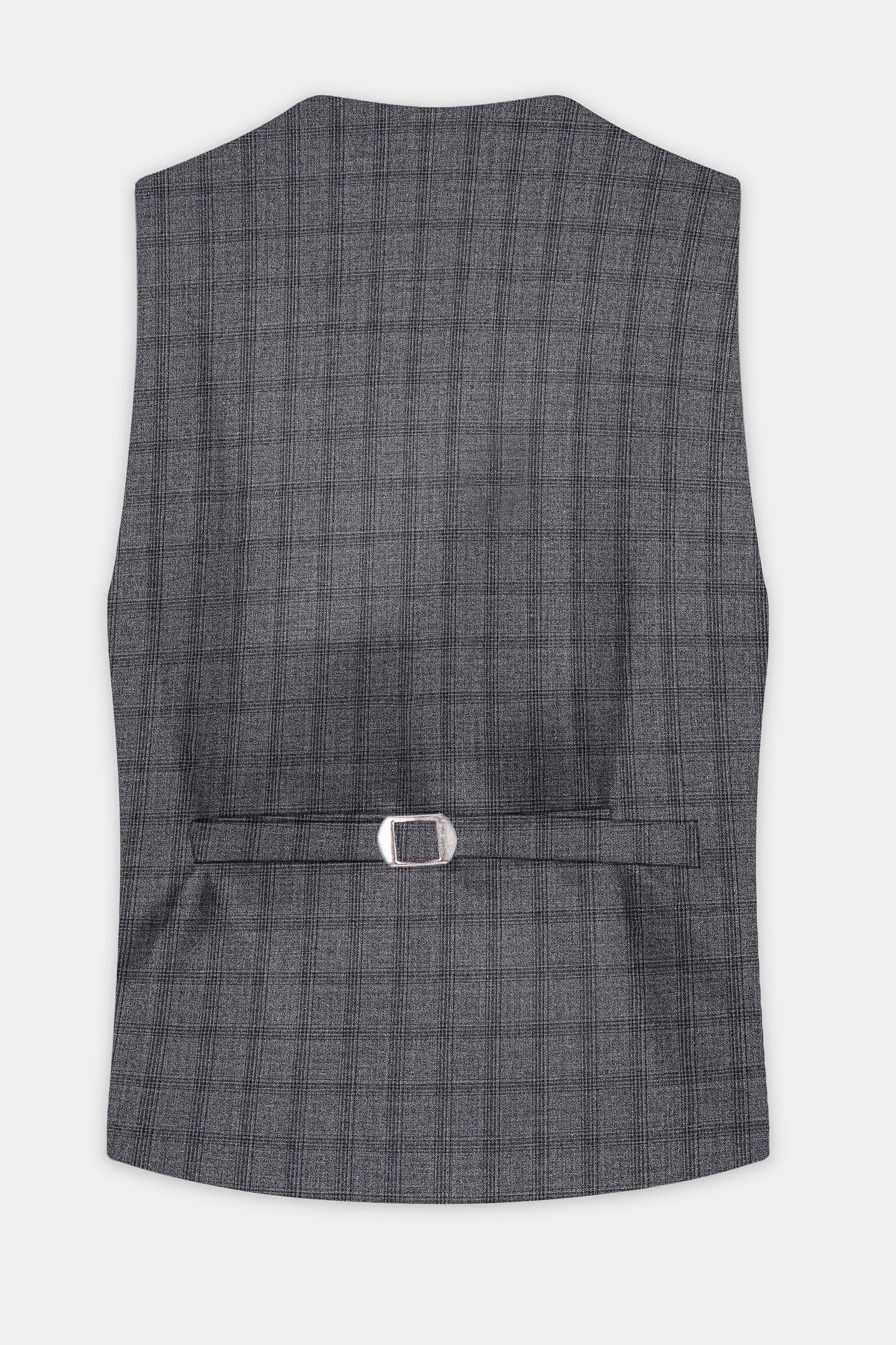 Gravel Gray Checked Wool Blend Waistcoat