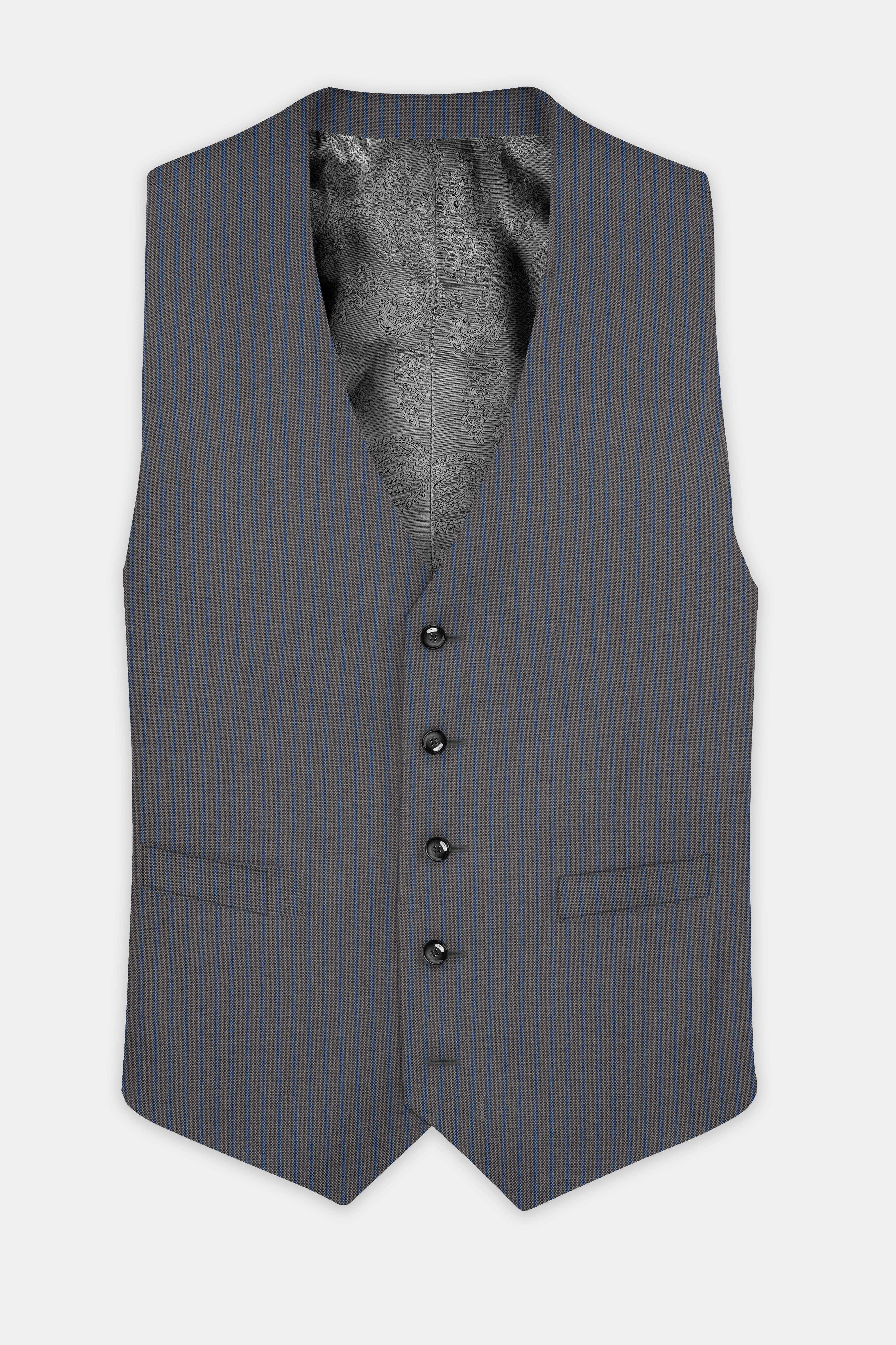 Vampire Gray Striped Wool Waistcoat