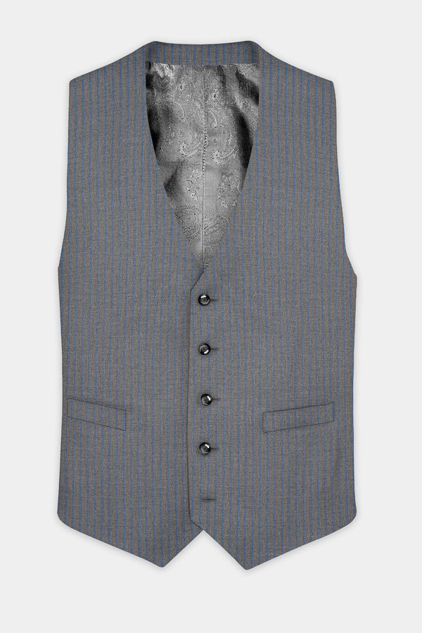 Vampire Gray Striped Wool Waistcoat