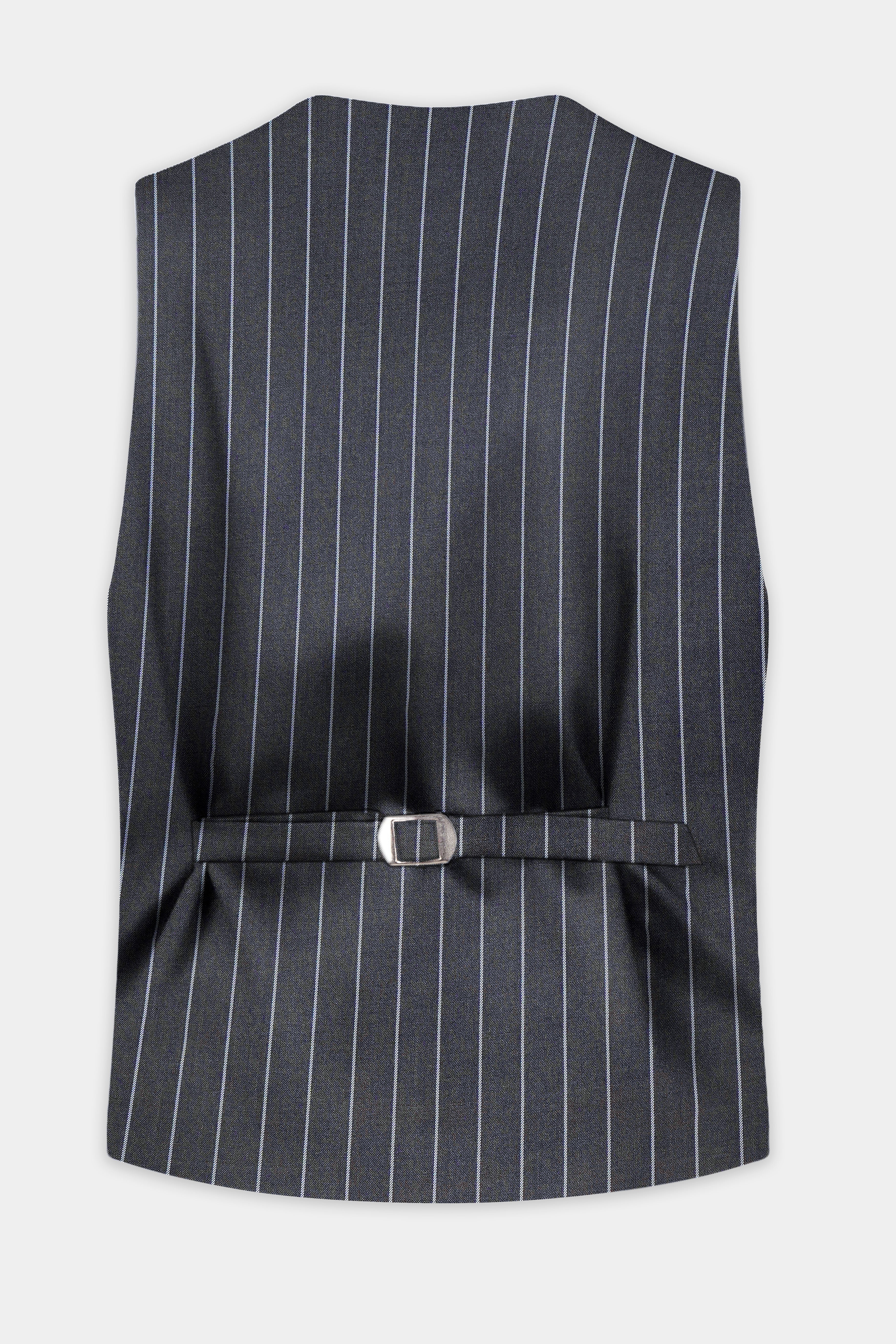 Piano Gray Striped Wool Blend Waistcoat