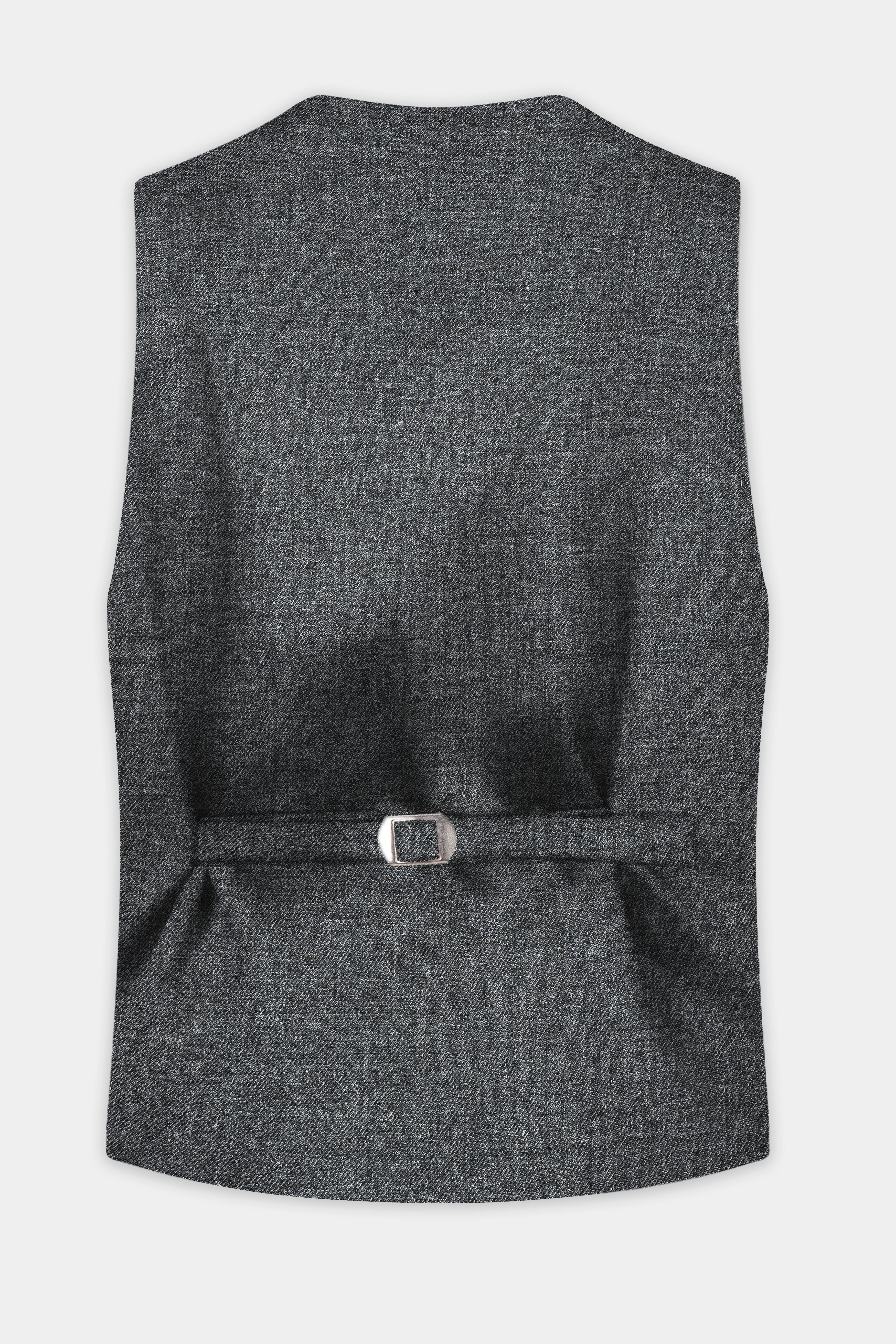 Vampire Gray Textured Wool Blend Flannel Waistcoat