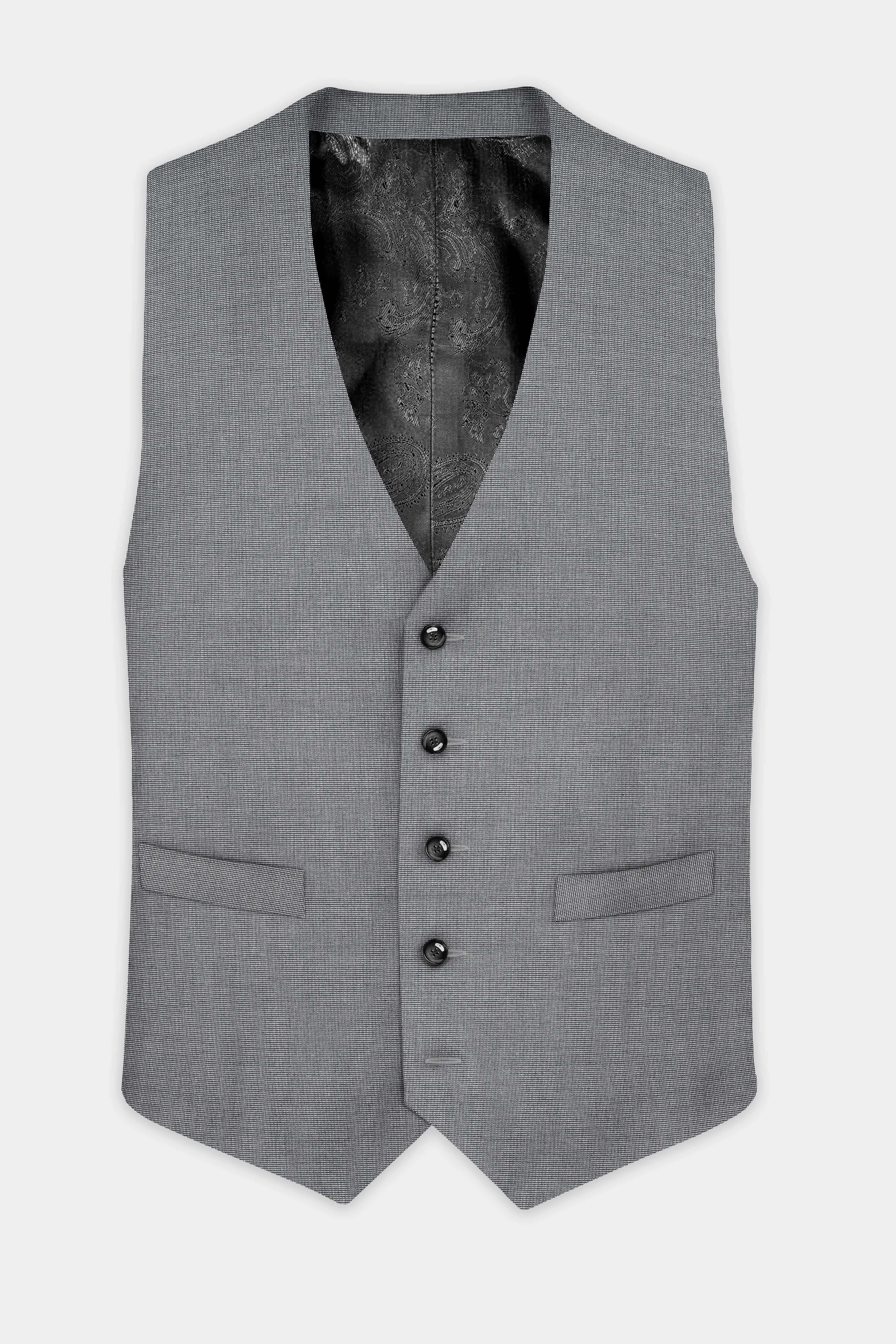 Boulder Gray Textured Wool Blend Waistcoat