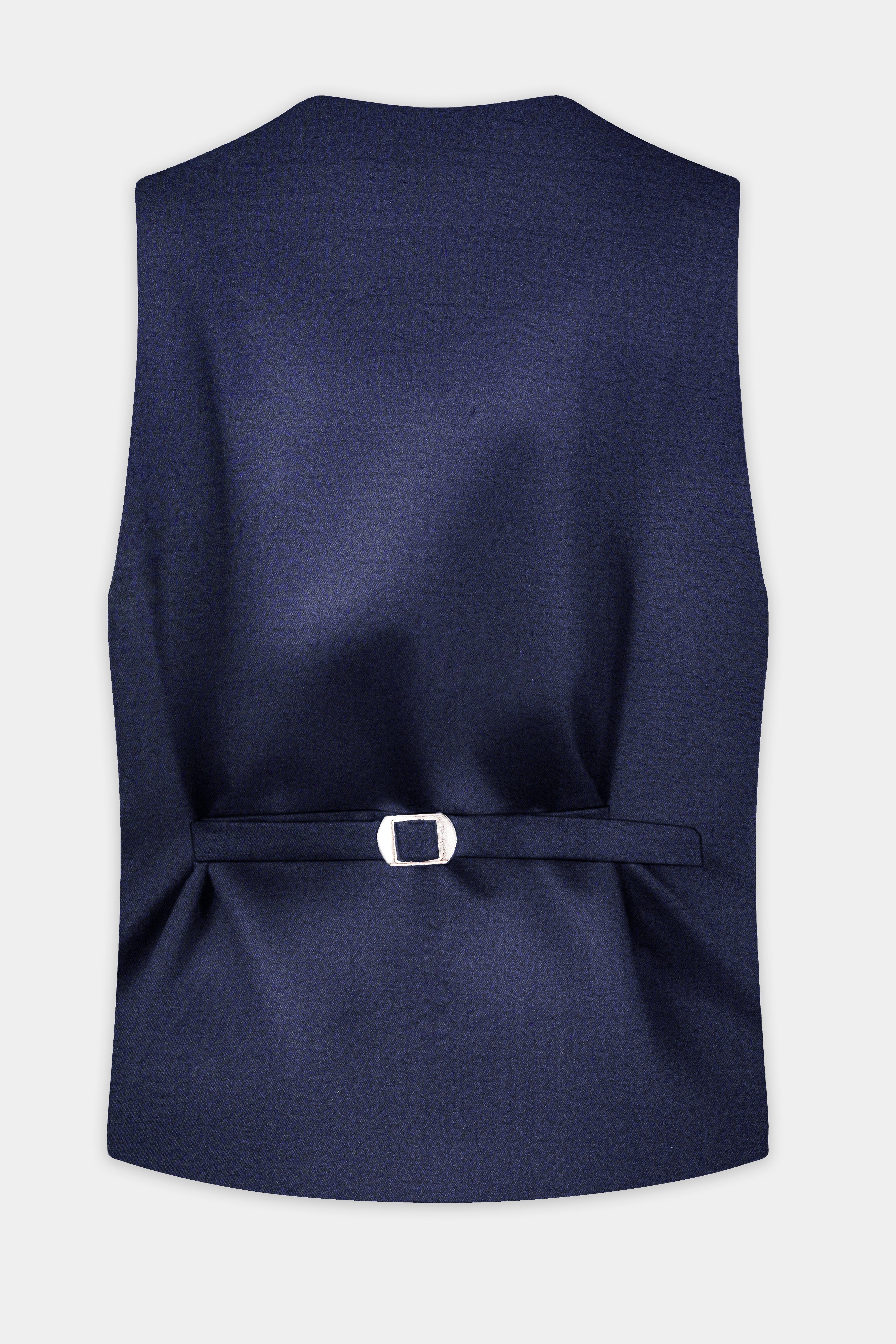 Thunder Blue Solid Wool Blend Waistcoat