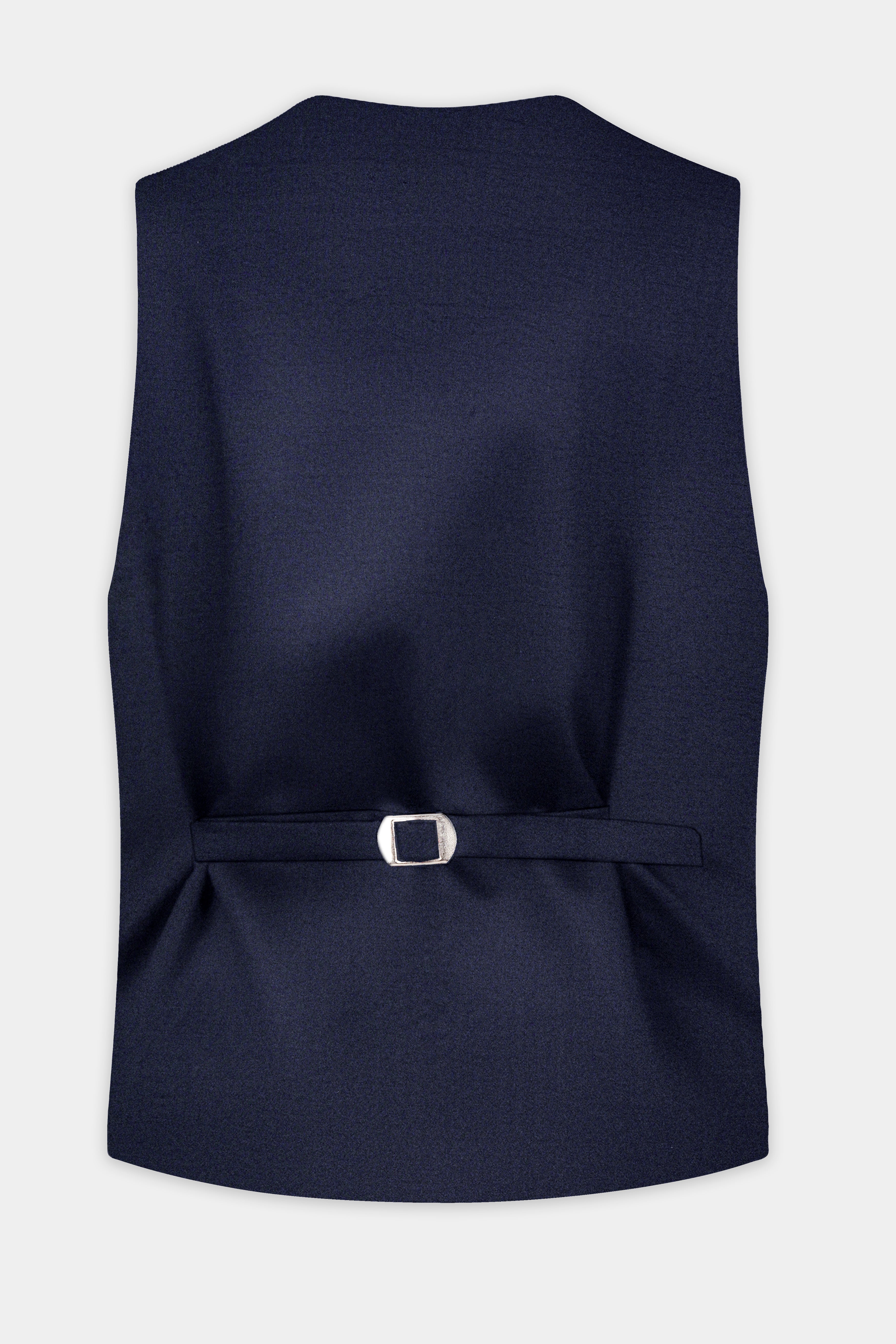 Thunder Blue Solid Wool Blend Waistcoat