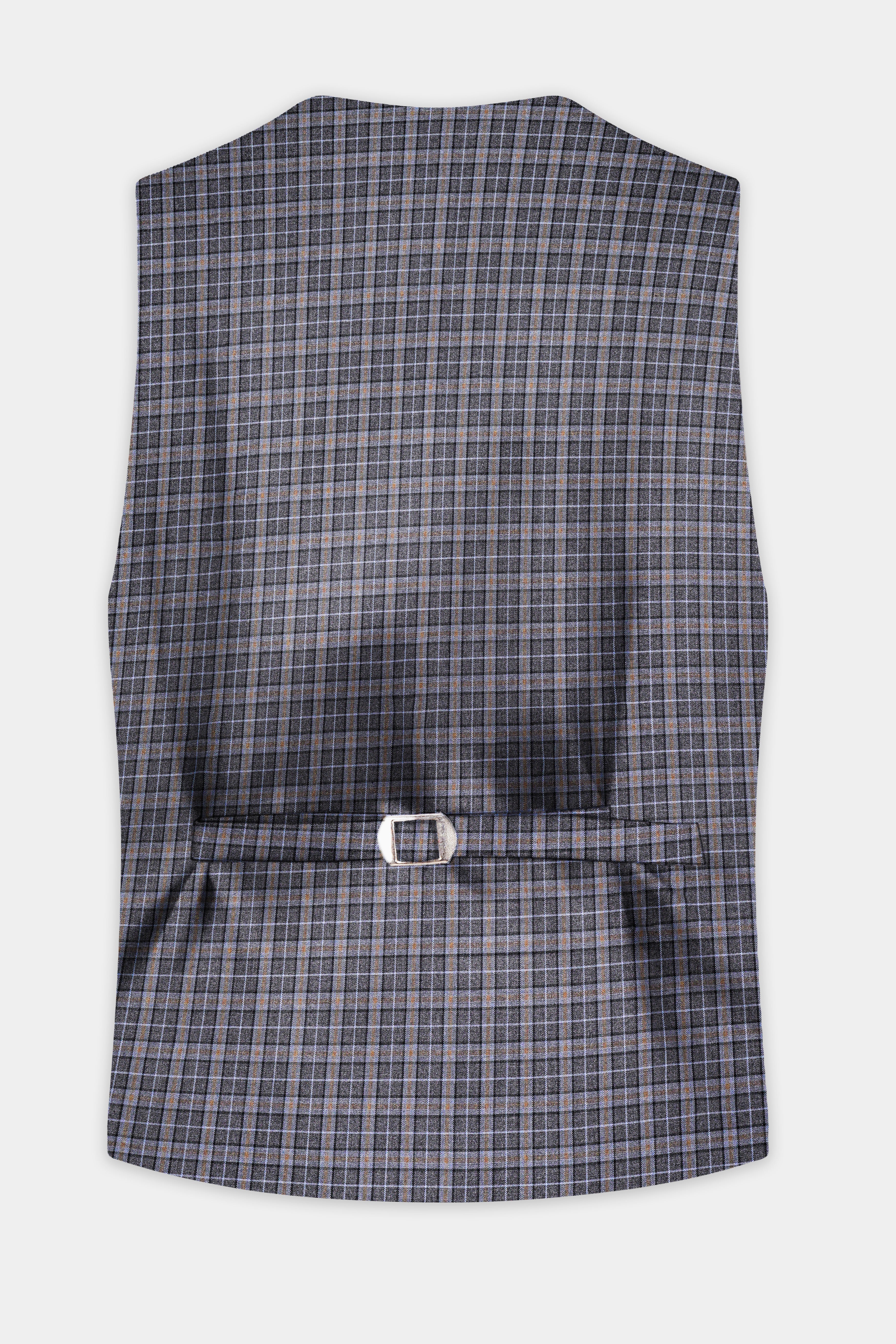 Smokey Gray Plaid Wool Blend Waistcoat