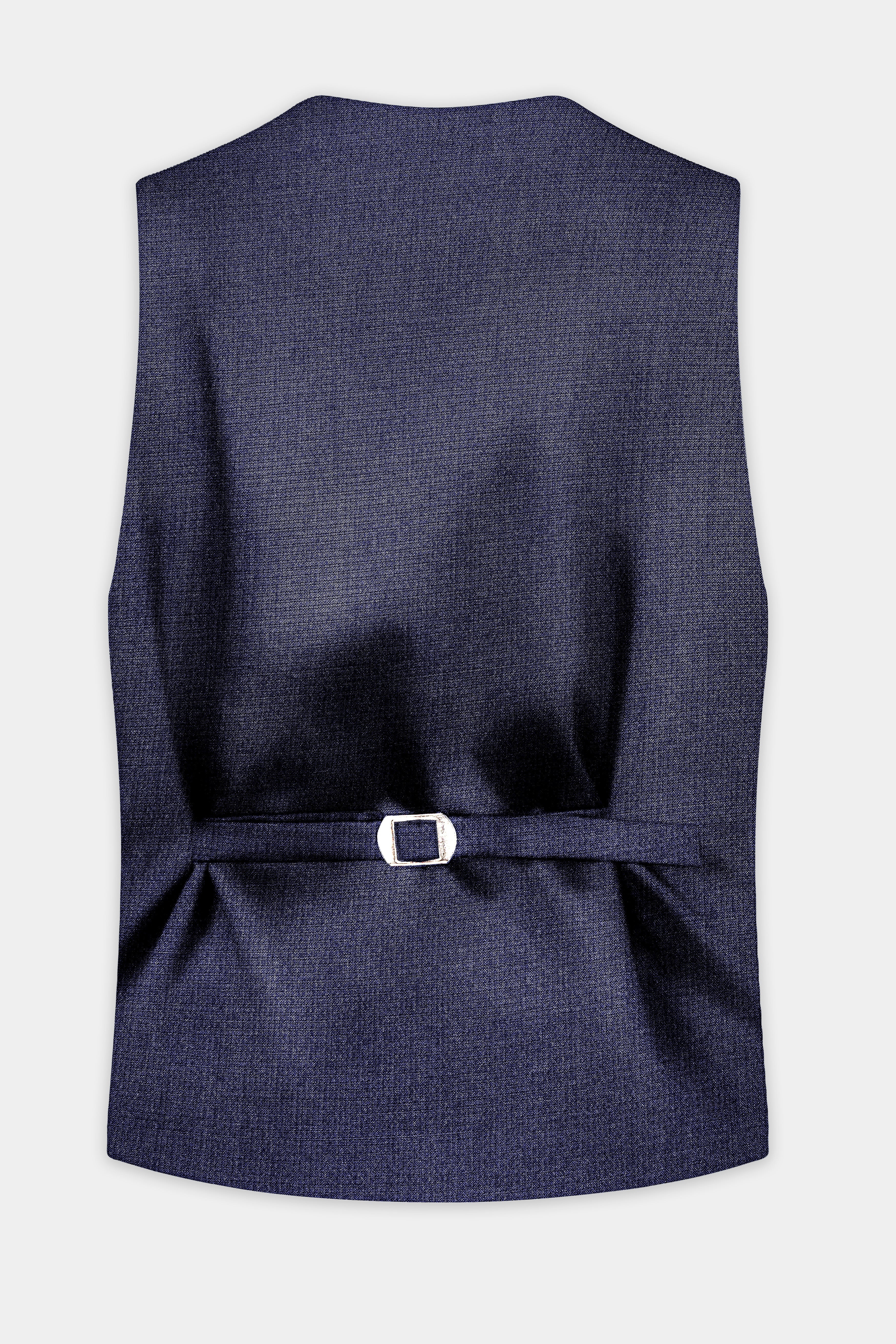 Big Stone Blue Textured Wool Blend Waistcoat